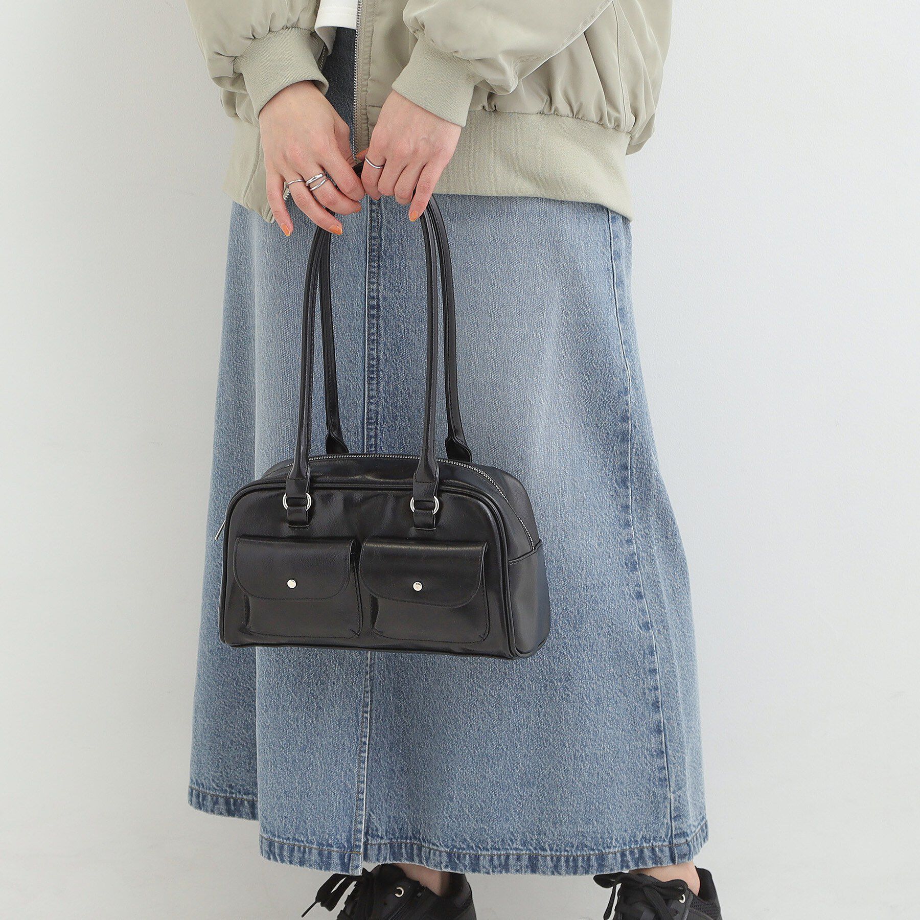 SHOO･LA･RUE「フラップポケット横長ボストンバッグ」|ボストンバッグ|