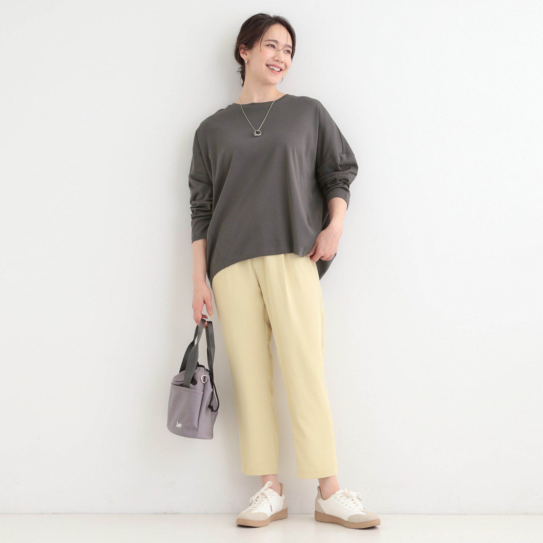 SHOO･LA･RUE「【洗濯機可/UV/綿100％】体型カバーが叶う 七分袖ゆるトップス」|Tシャツ・カットソー|