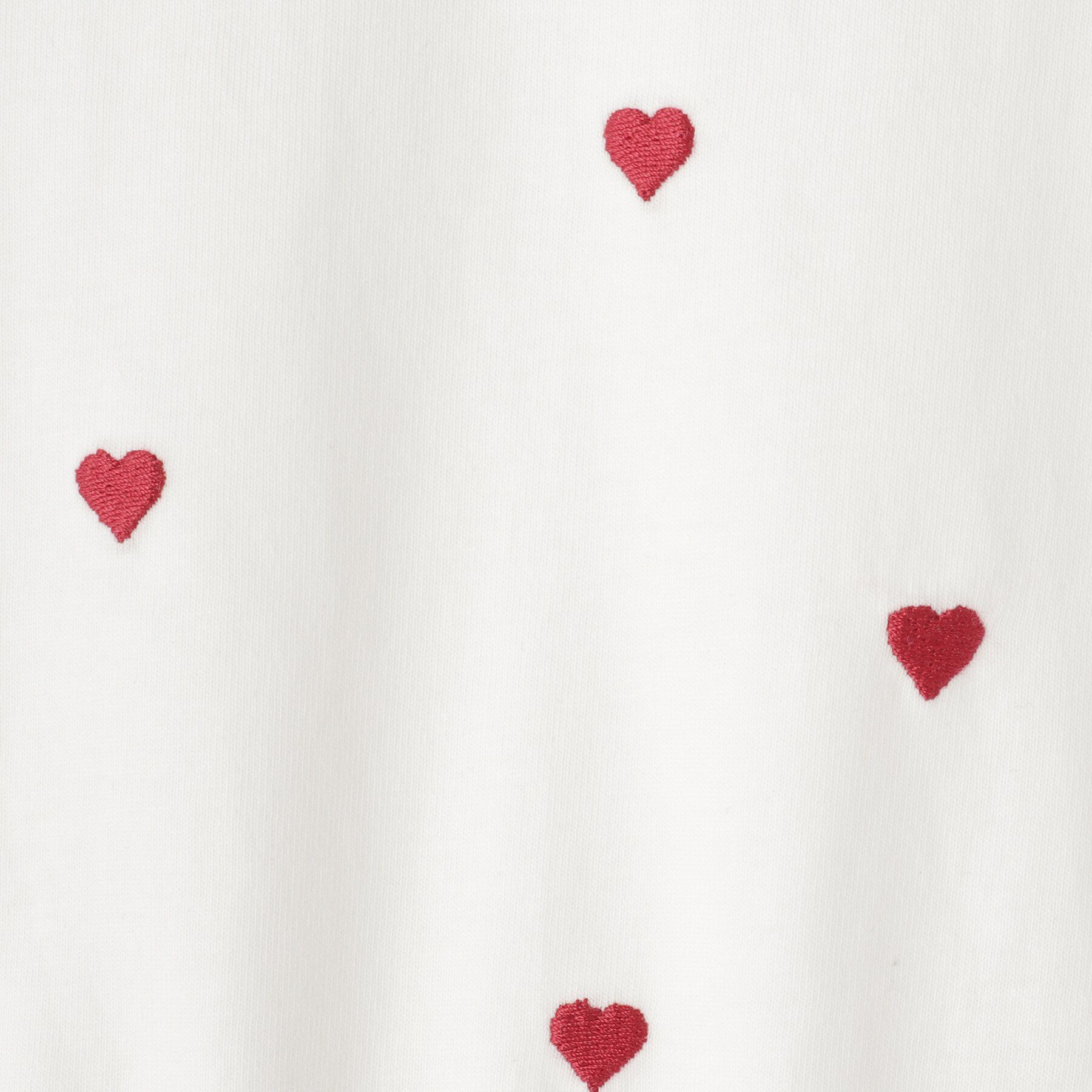 SHOO･LA･RUE「【100-150cm】裾フリルハート刺繍Tシャツ」|Tシャツ・カットソー|