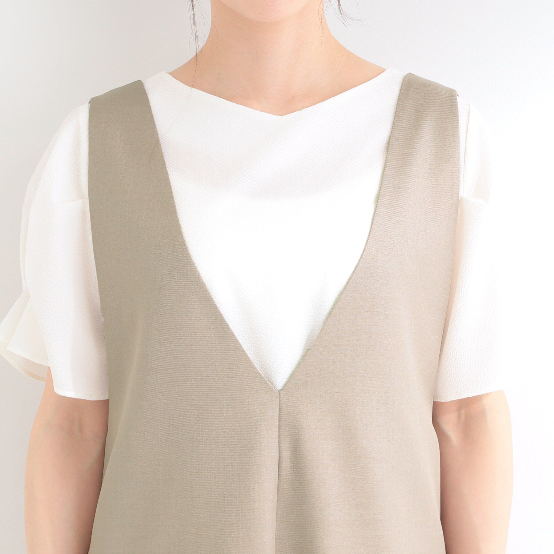 SHOO･LA･RUE「【洗濯後しわになりにくい/S-LL】ゆったりらくちんきれい見え　シンプルだから使いやすい 大人のオー」|オールインワン|