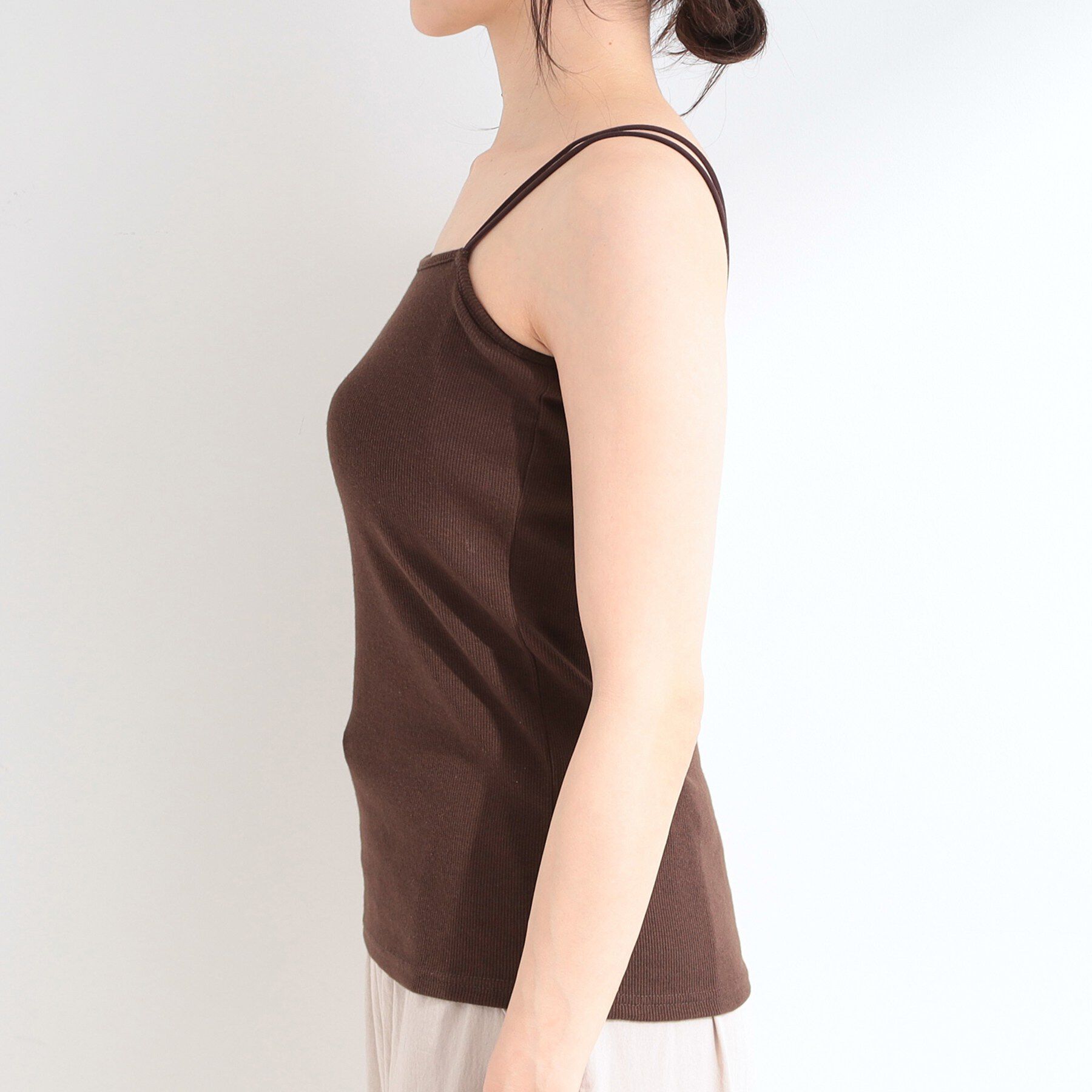 SHOO･LA･RUE「【洗濯機可/S-LL】カップ付き Wストラップ テレコキャミソール」|キャミソール|