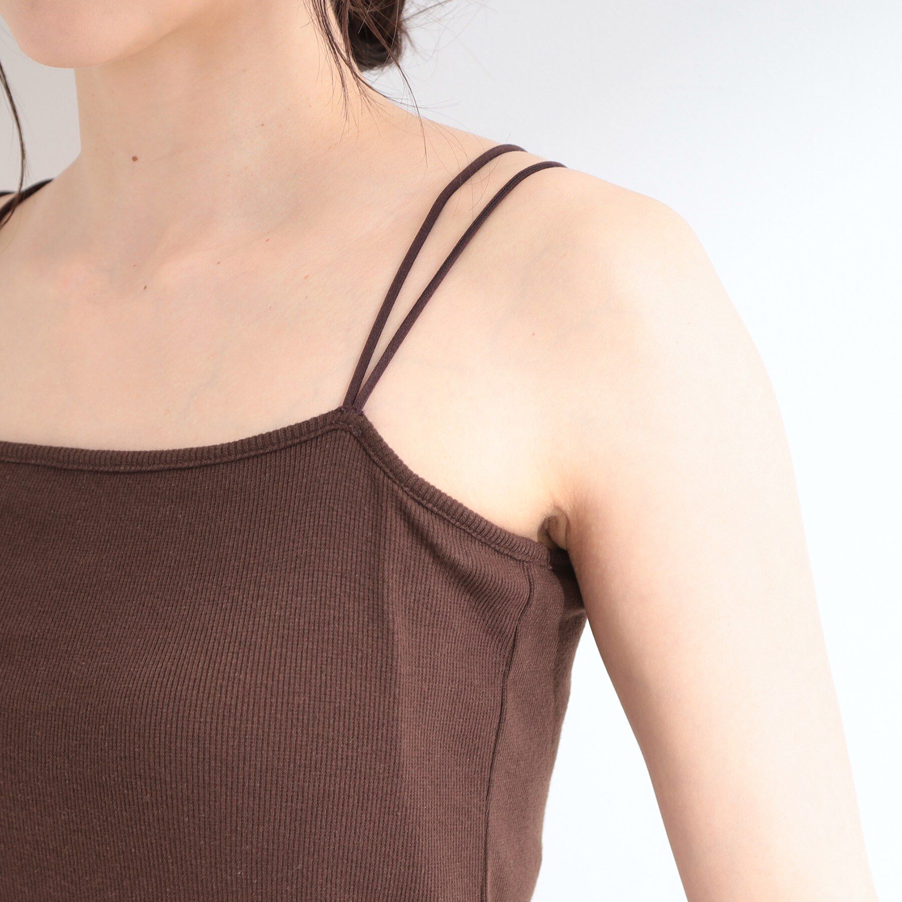 SHOO･LA･RUE「【洗濯機可/S-LL】カップ付き Wストラップ テレコキャミソール」|キャミソール|