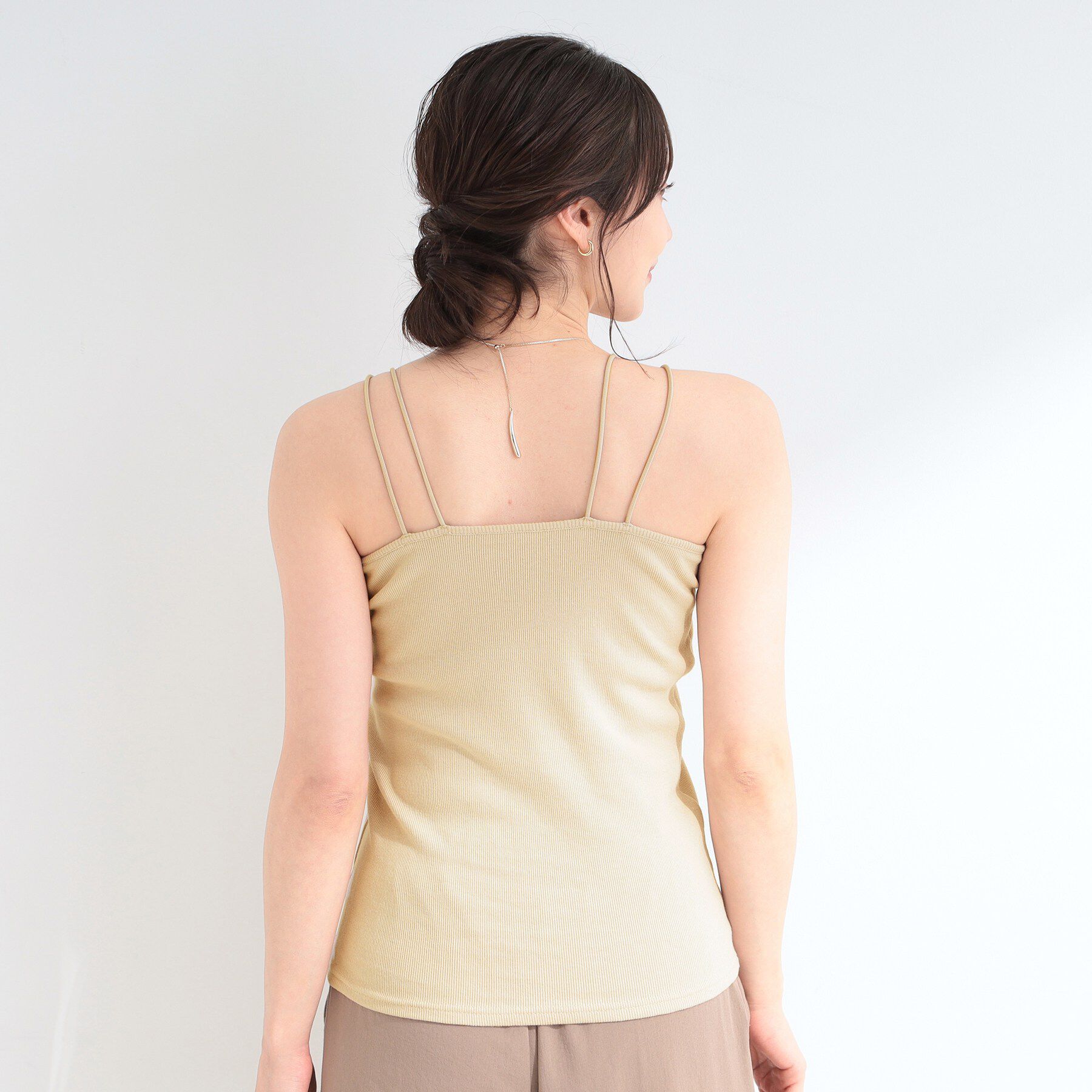 SHOO･LA･RUE「【洗濯機可/S-LL】カップ付き Wストラップ テレコキャミソール」|キャミソール|