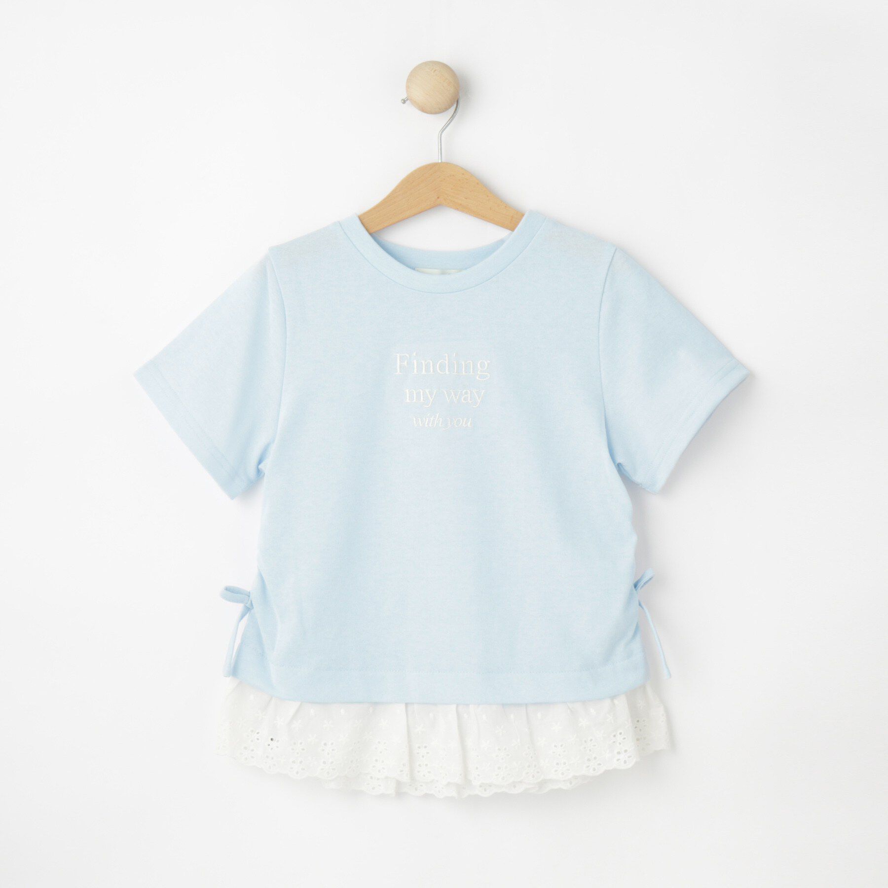 SHOO･LA･RUE「【110-150cm】レースデザインTシャツ」|Tシャツ・カットソー|サックスブルー(09