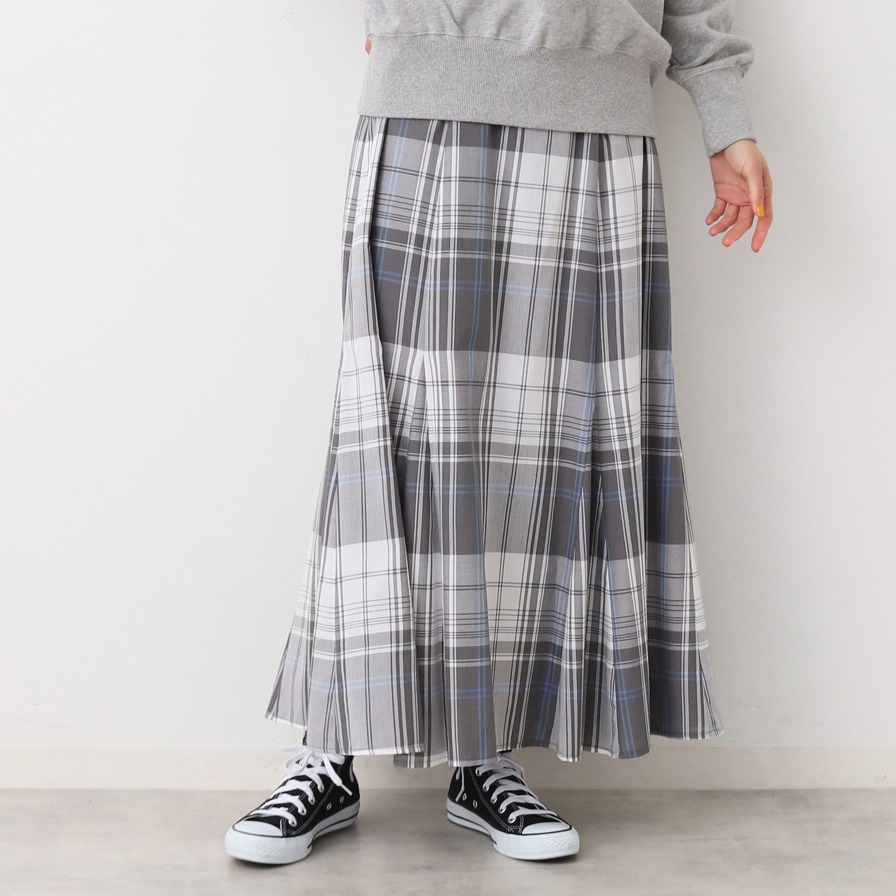 Dessin「【洗える・4サイズ展開】チェック柄マーメイドスカート（XS～L）」|スカート|サックスブルー(29