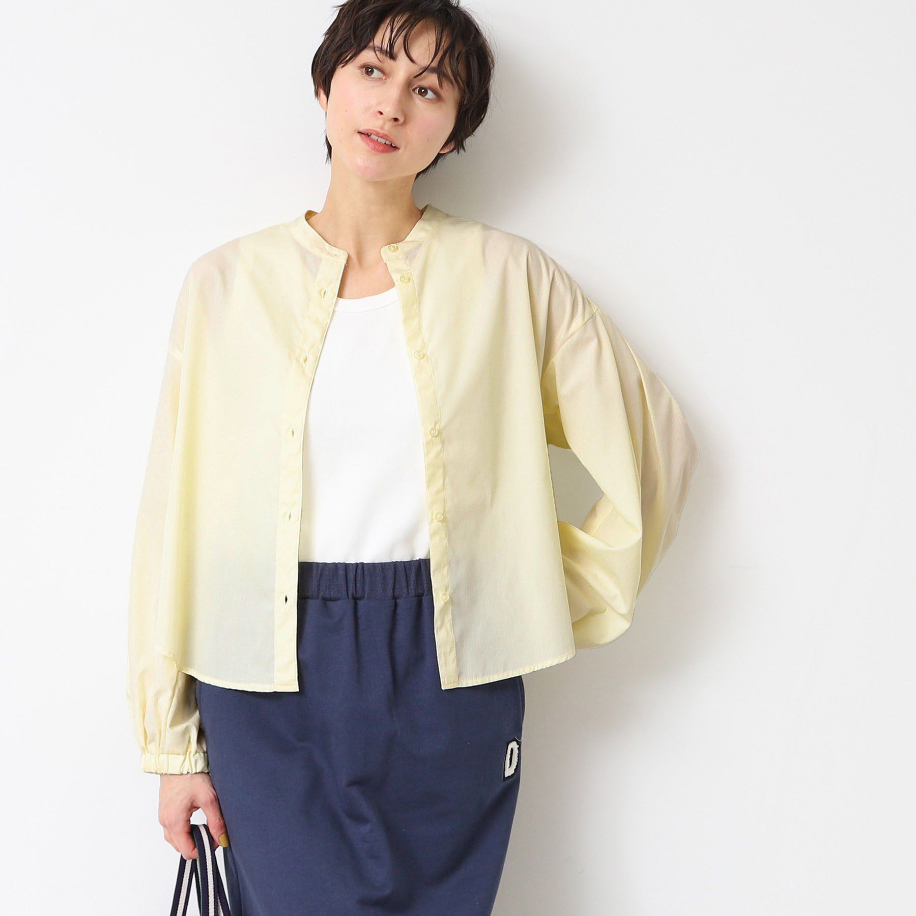 Dessin「【洗える】バンドカラー袖デザインシャツ（S～L）」|シャツ・ブラウス|イエロー(031)