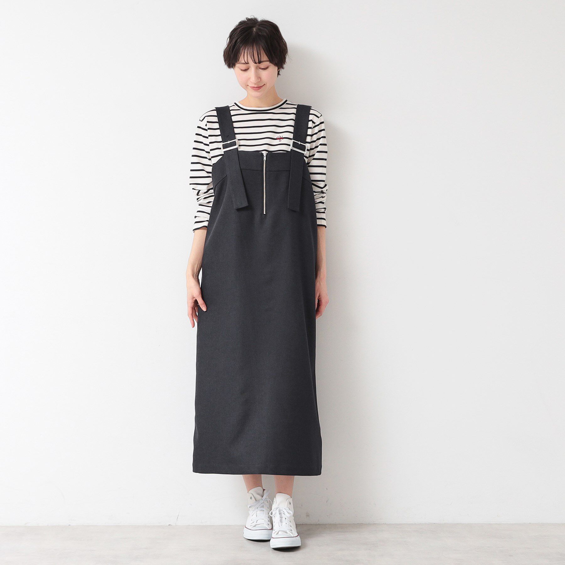 Dessin「【洗える】フロントジップジャンパースカート」|ワンピース|