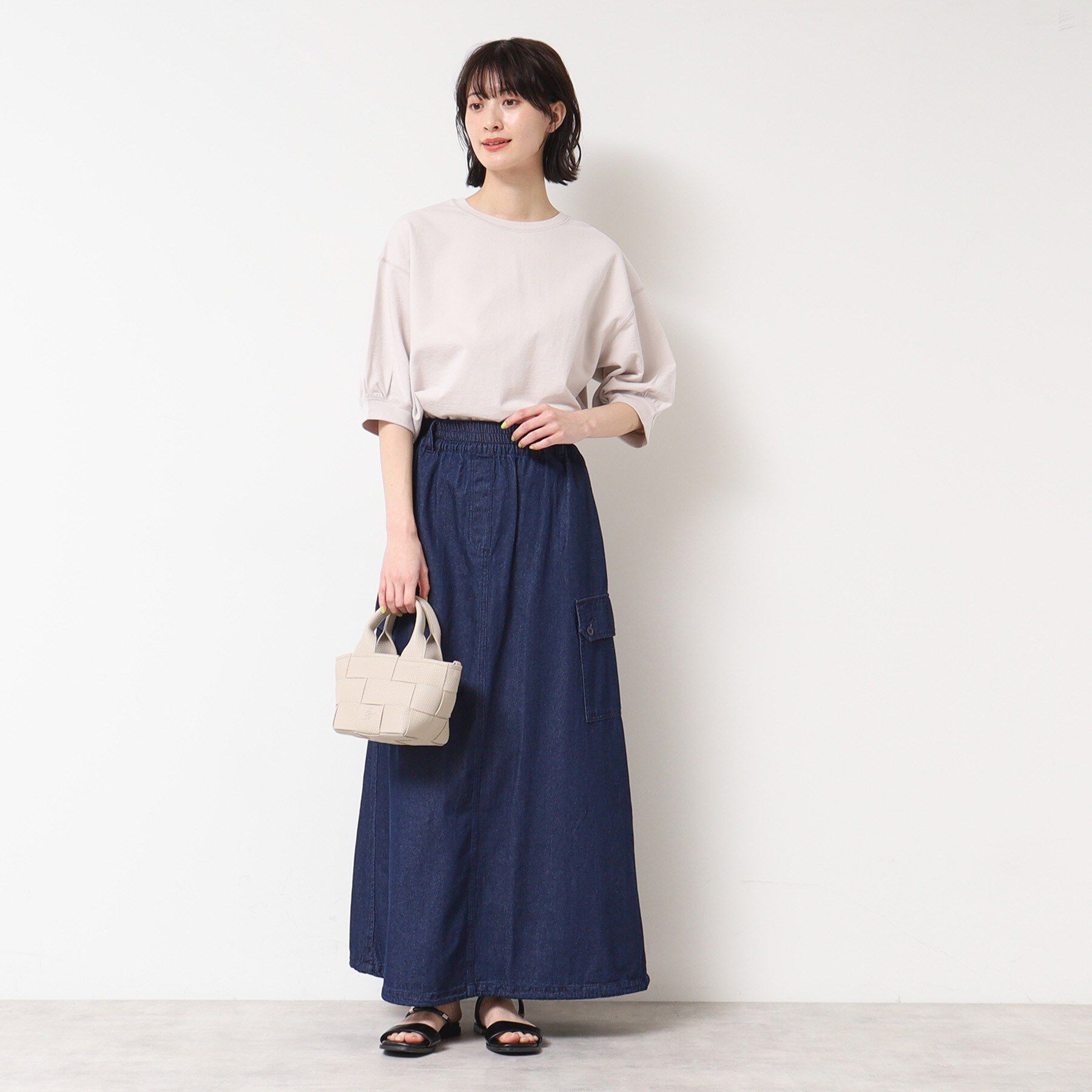 Dessin「【360度可愛い・洗える】バックヘンリーカットソー（5分袖/XS～L）」|Tシャツ・カットソー|