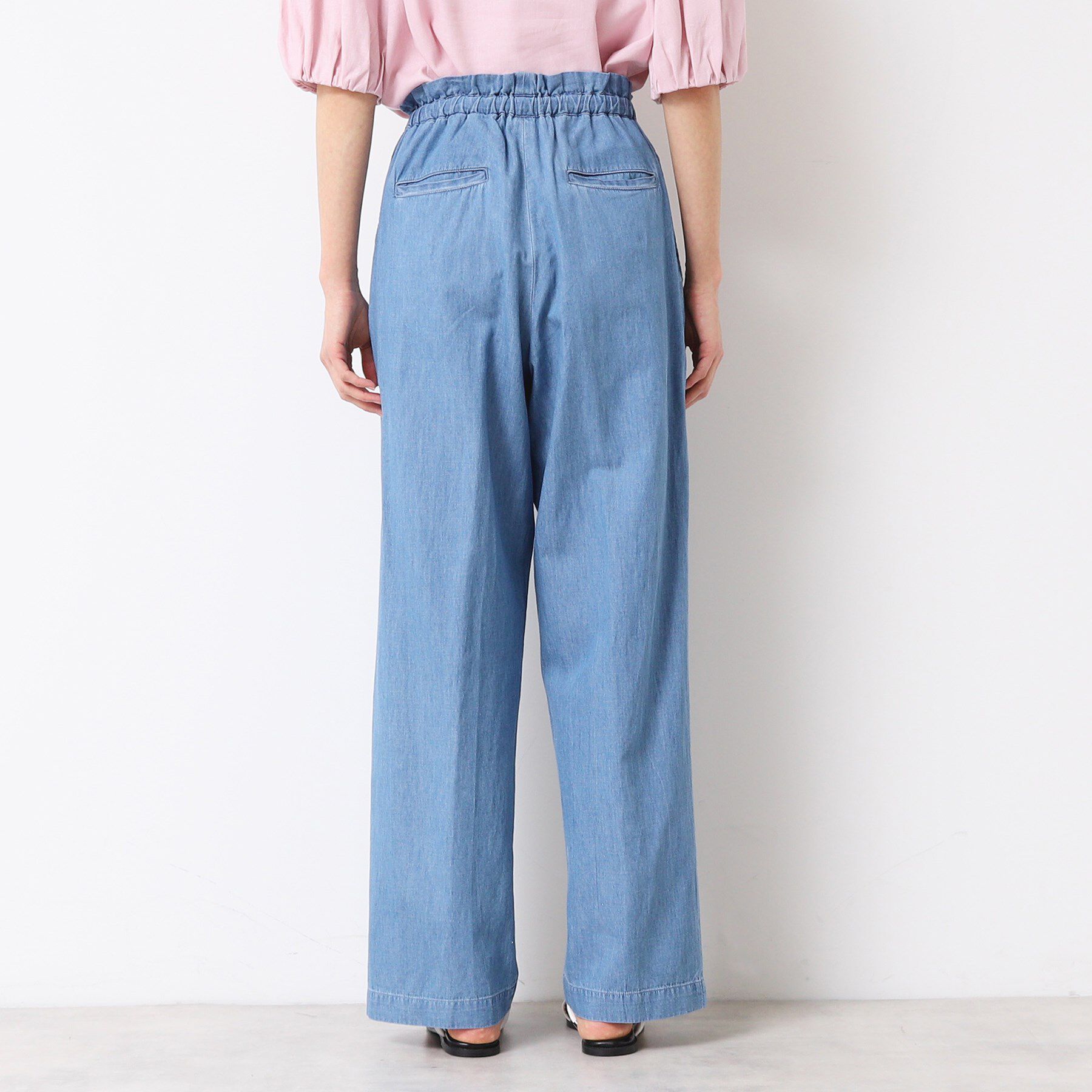 Dessin「【ウエストゴム・洗える】リネンブレンドデニム調イージーパンツ（XS～L）」|その他|