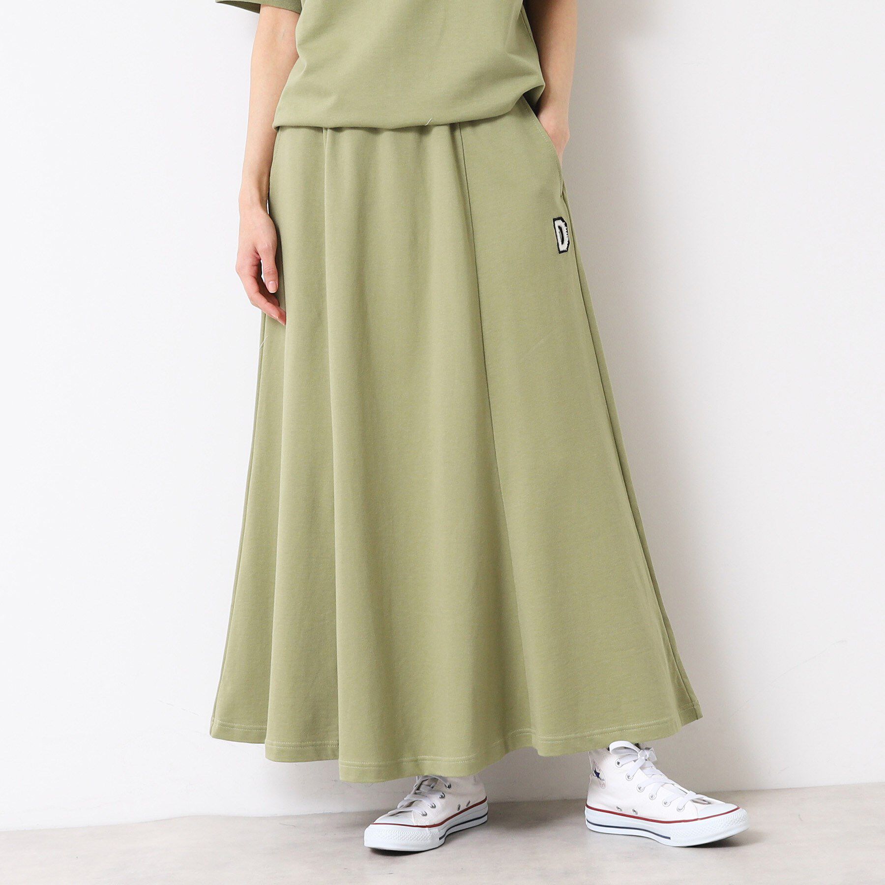 Dessin「【セットアップ可能・ウエストゴム・洗える】ミニ裏毛フレアスカート」|スカート|カーキ(027)