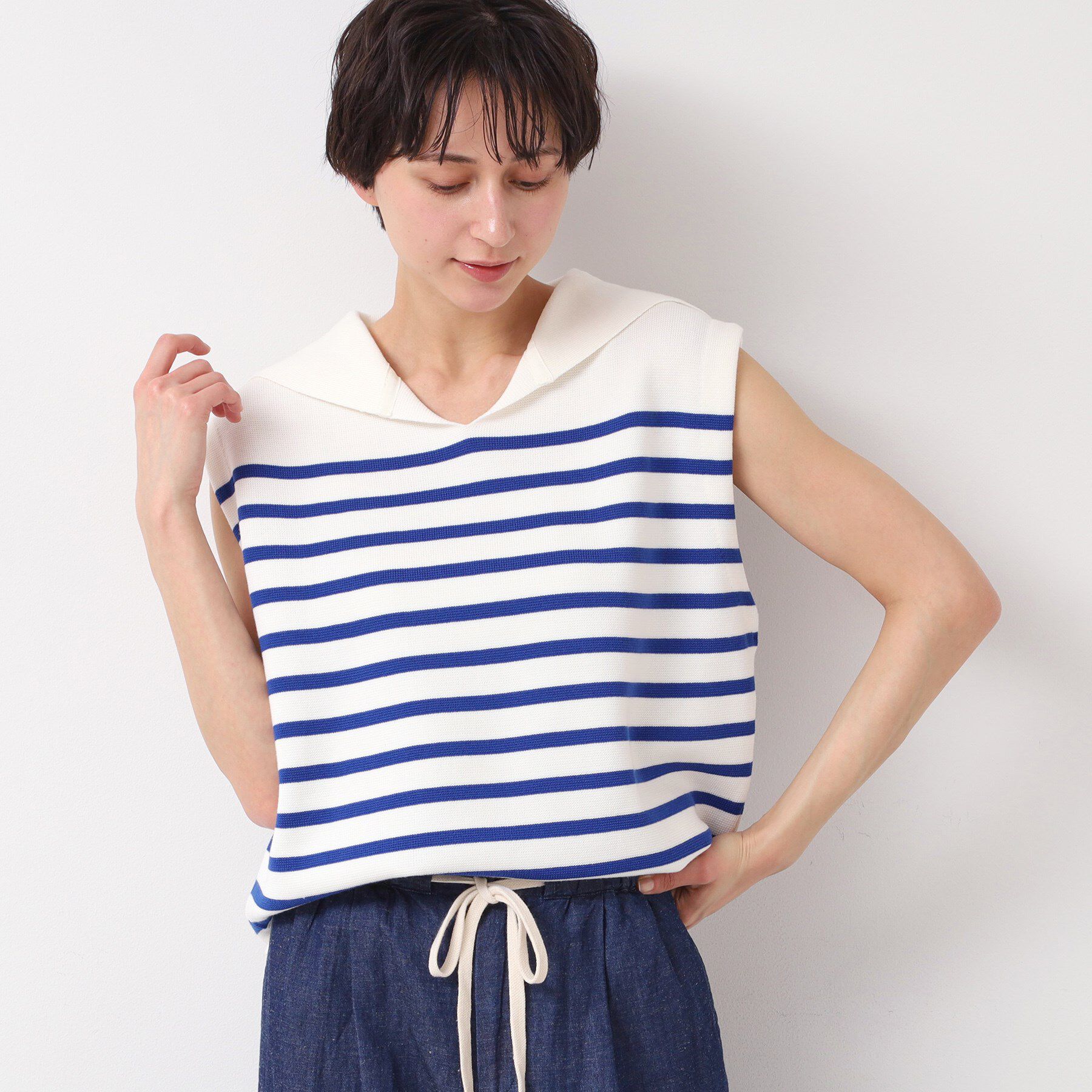 Dessin「【洗える】セーラーカラーボーダーニット」|ニット・セーター|