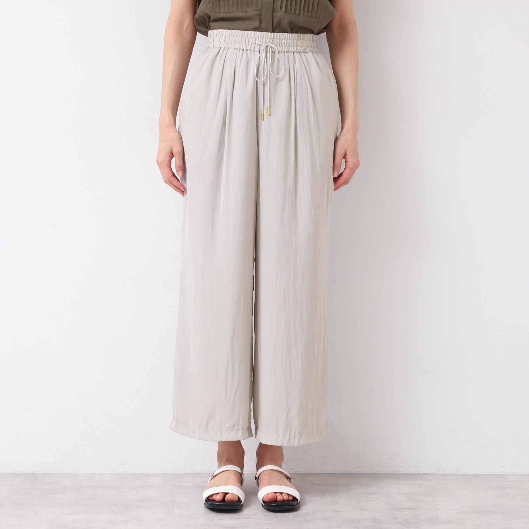 Dessin「【ウエストゴム・洗える】サテンワイドパンツ」|その他|