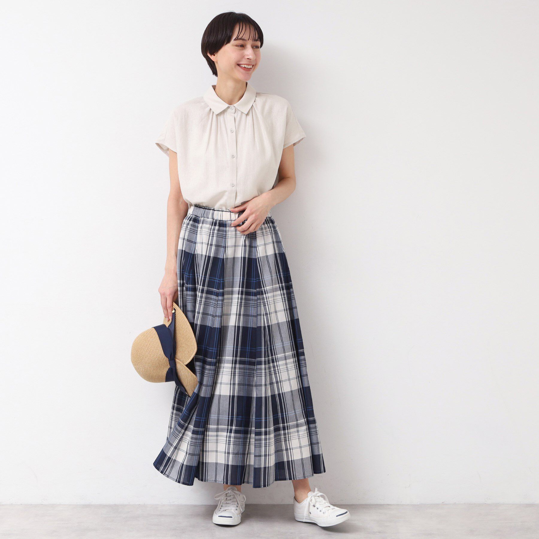 Dessin「【洗える】シャツカラーフレンチスリーブブラウス（XS～L）」|シャツ・ブラウス|