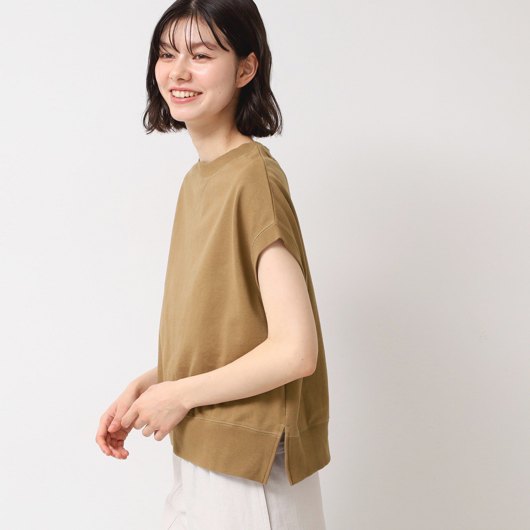 Dessin「【洗える】フレンチスリーブリブ付きカットソー（S～L）」|Tシャツ・カットソー|キャメルブラウン(0