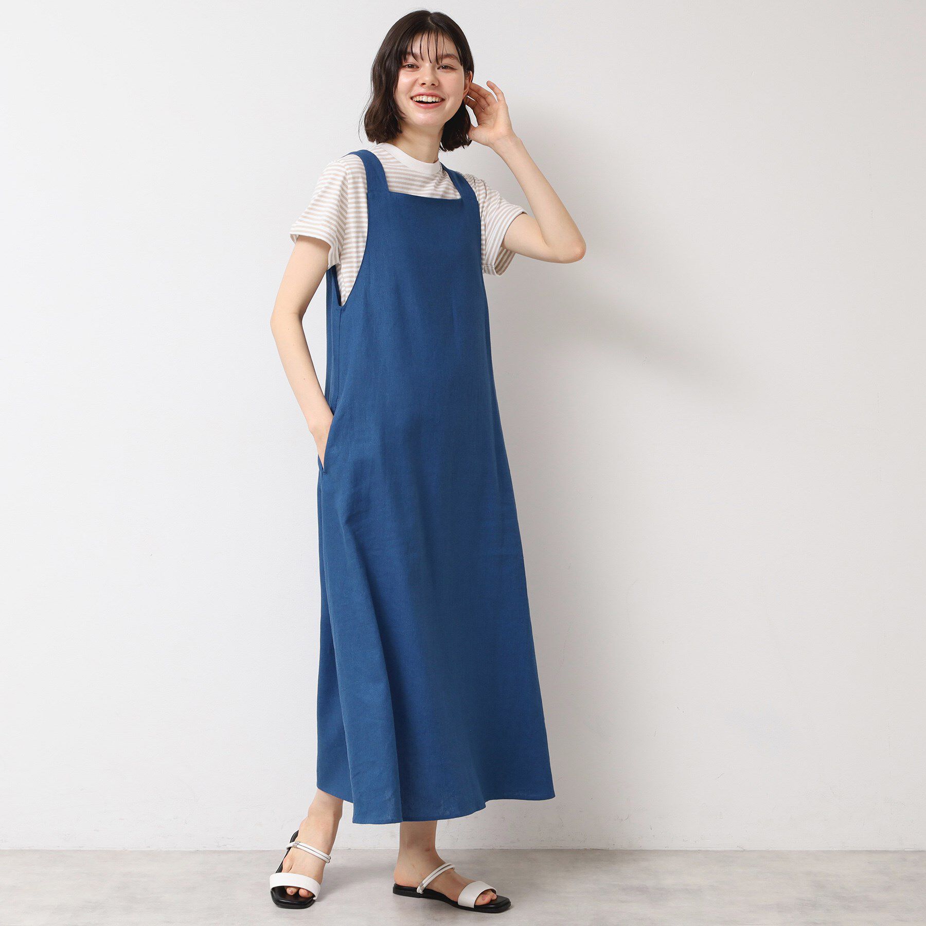 Dessin「【洗える】テントラインジャンパースカート」|ワンピース|ブルー(092)
