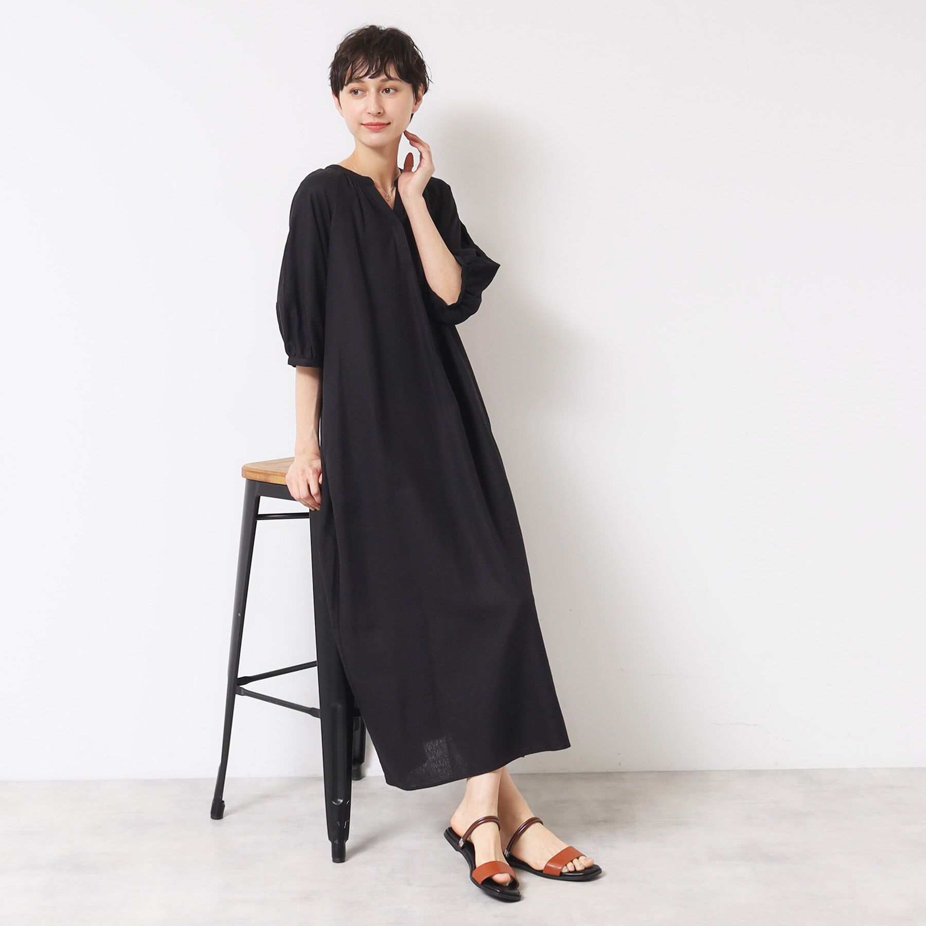 Dessin「【洗える】パフスリーブAラインワンピース（S～L）」|ワンピース|