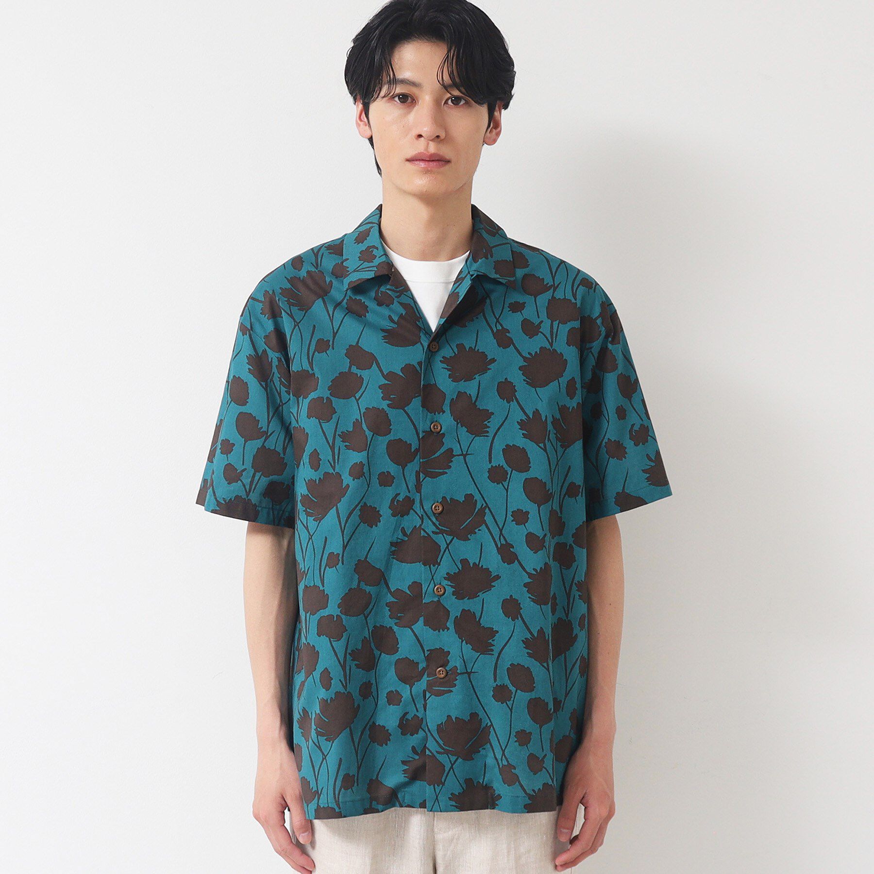 Dessin「【洗える】フラワープリント開襟シャツ」|シャツ・ブラウス|