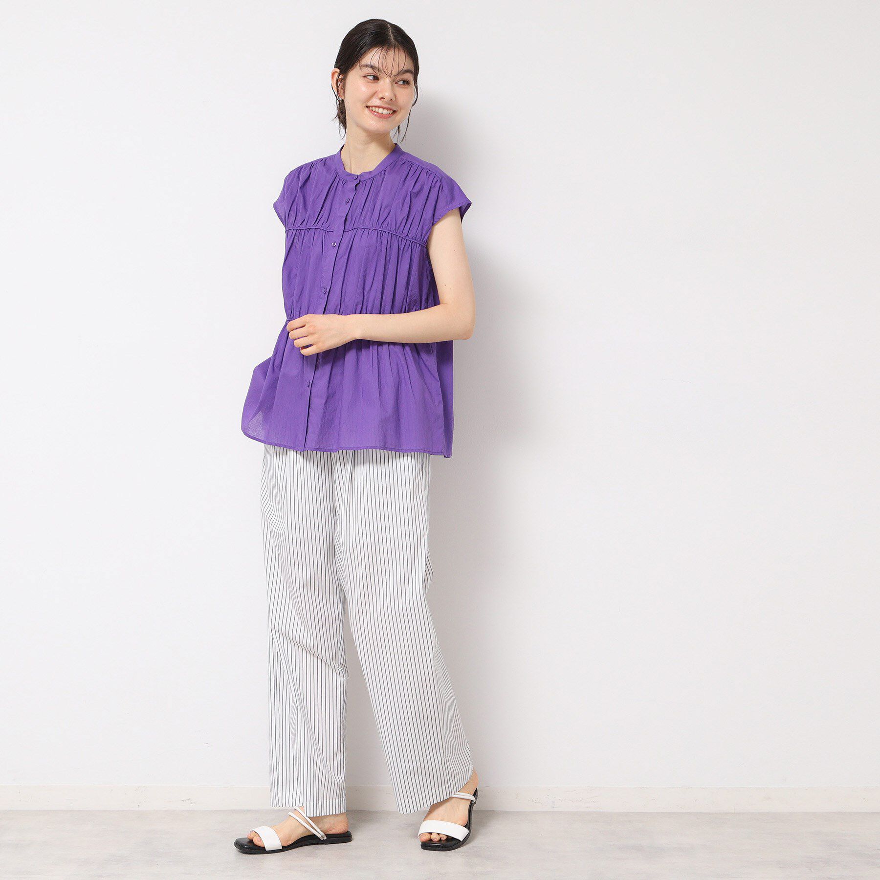 Dessin「【洗える】シャーリングペプラムブラウス」|シャツ・ブラウス|