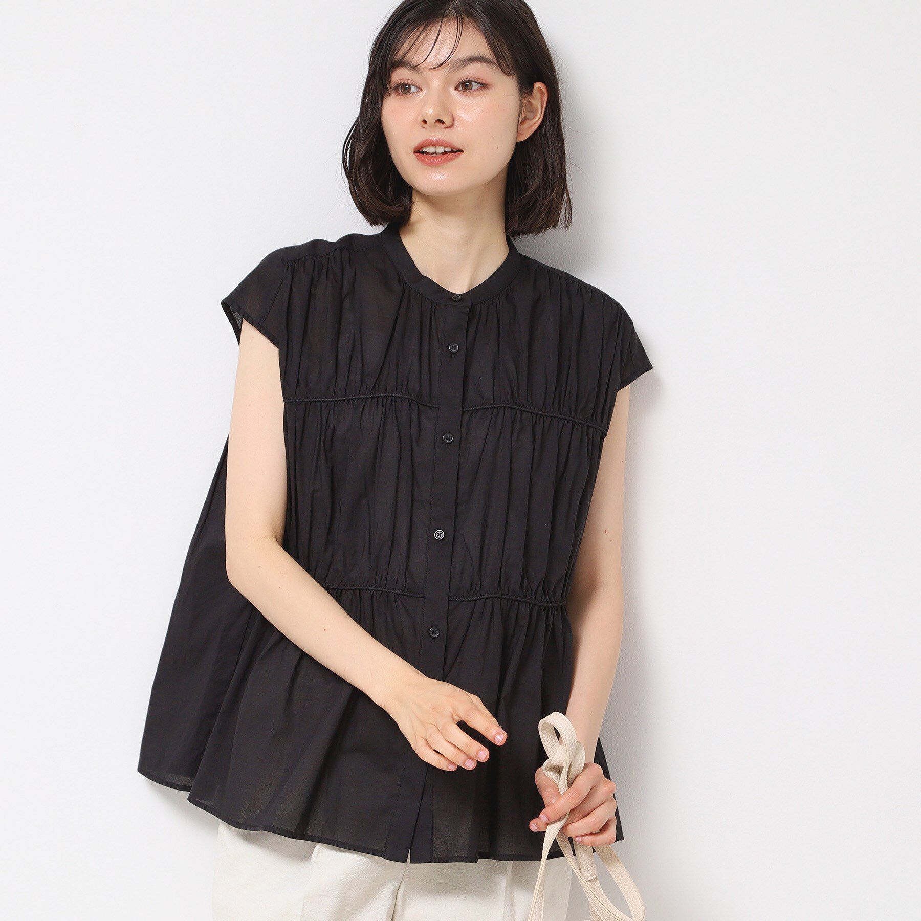 Dessin「【洗える】シャーリングペプラムブラウス」|シャツ・ブラウス|