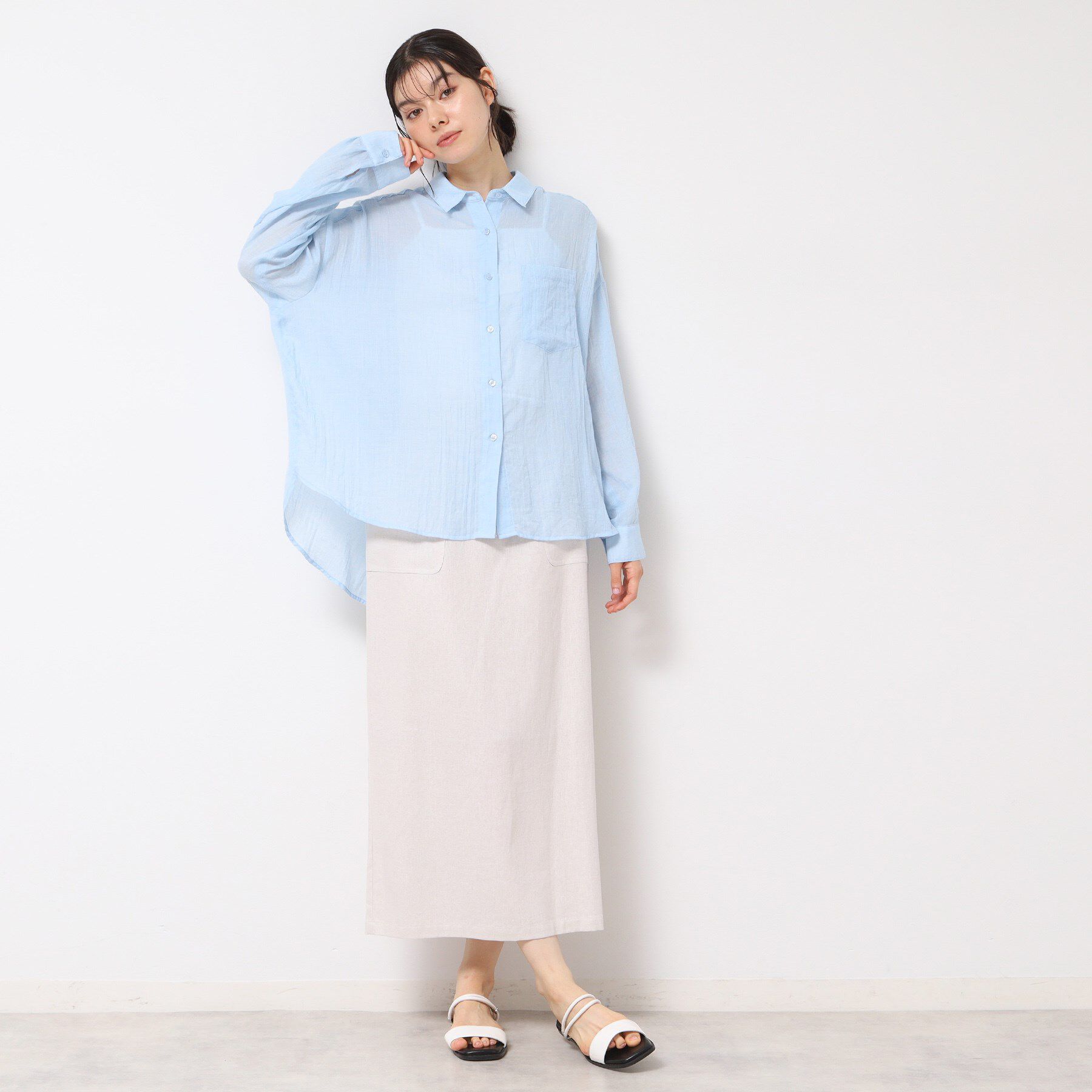 Dessin「【洗える】シアーシャンブレーシャツ」|シャツ・ブラウス|