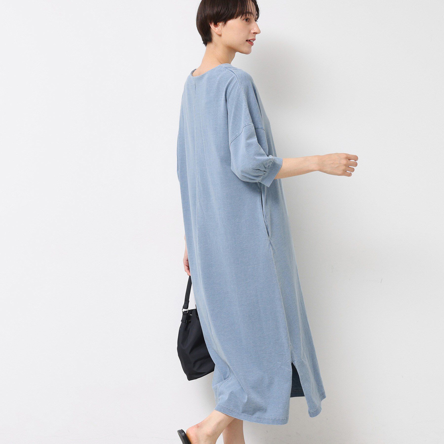 Dessin「【洗える】インディゴ天竺デニム調リラクシーワンピース」|ワンピース|