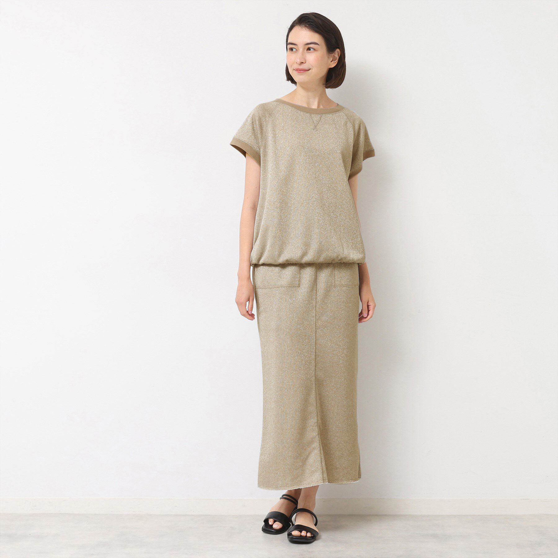 Dessin「【セットアップ可・洗える】ラメ裏毛ナロースカート」|スカート|