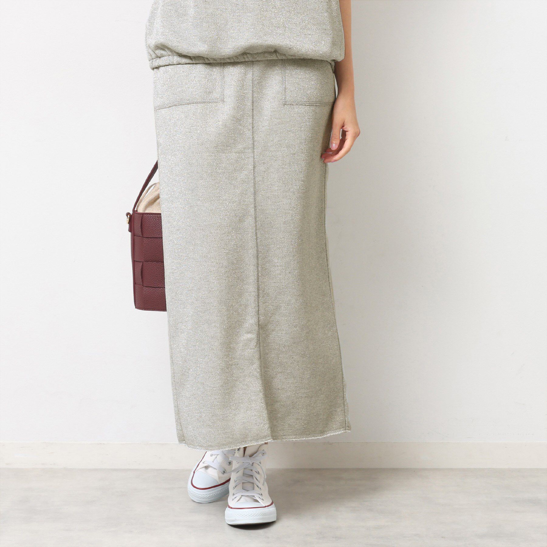 Dessin「【セットアップ可・洗える】ラメ裏毛ナロースカート」|スカート|