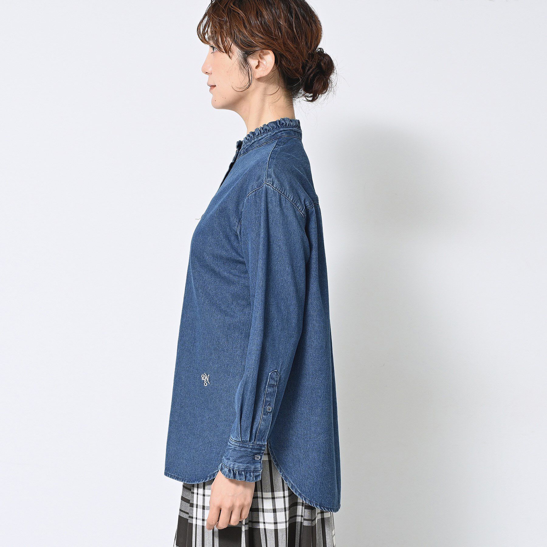 Dessin「【洗える】フリルデニムシャツ」|シャツ・ブラウス|