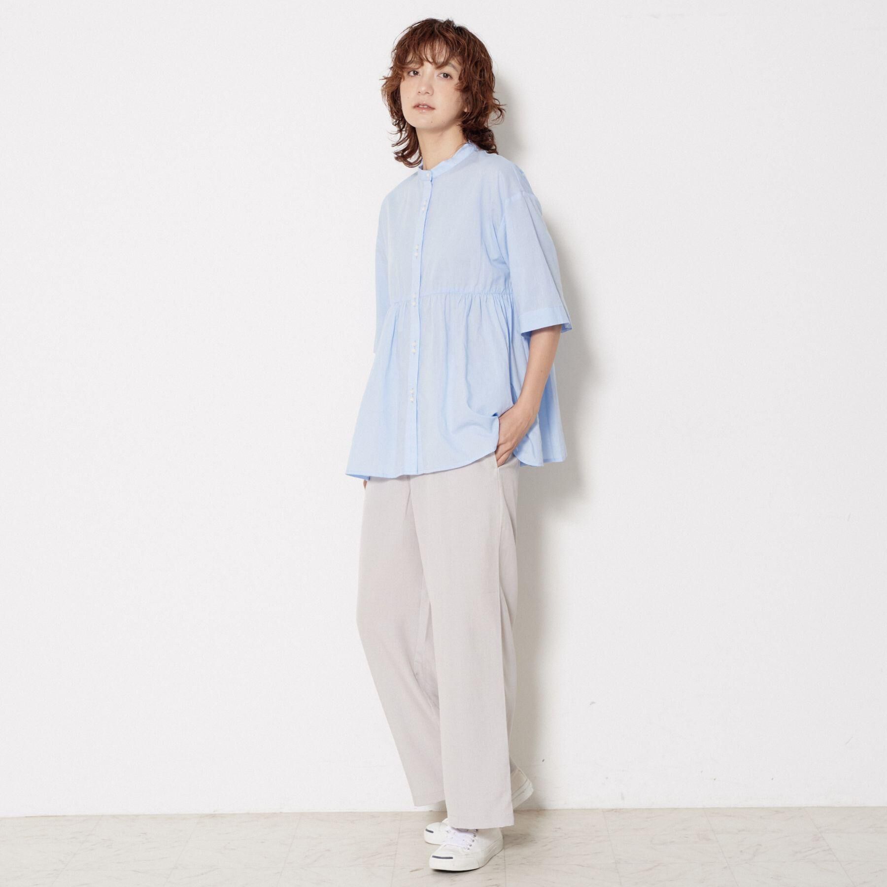 Dessin「【洗える／体型カバー】バンドカラーペプラムブラウス」|シャツ・ブラウス|