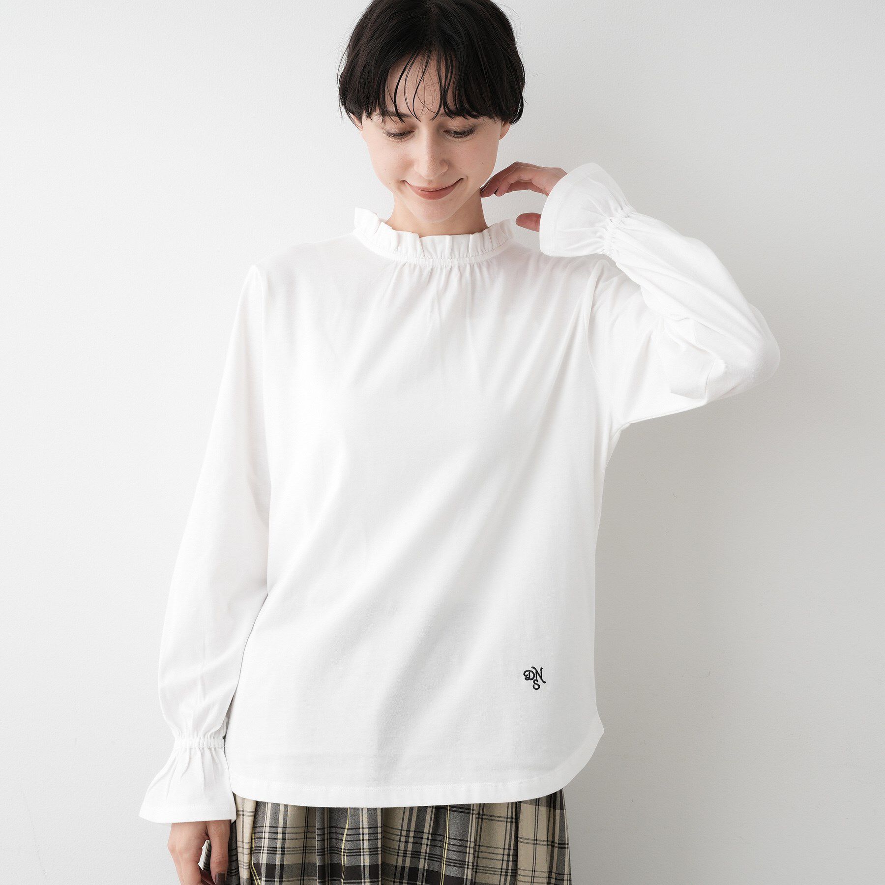 Dessin「【選べる首元デザイン/洗える】ネックフリルロングカットソー」|Tシャツ・カットソー|