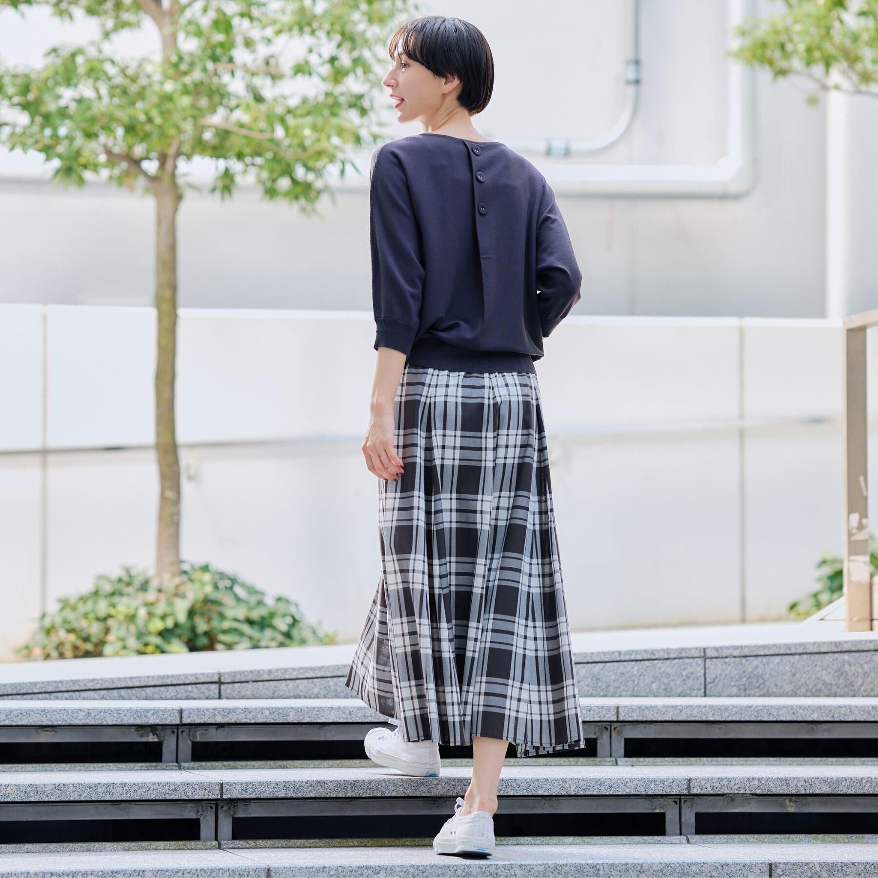 Dessin「【洗える】後ろボタンニットプルオーバー七分袖」|ニット・セーター|