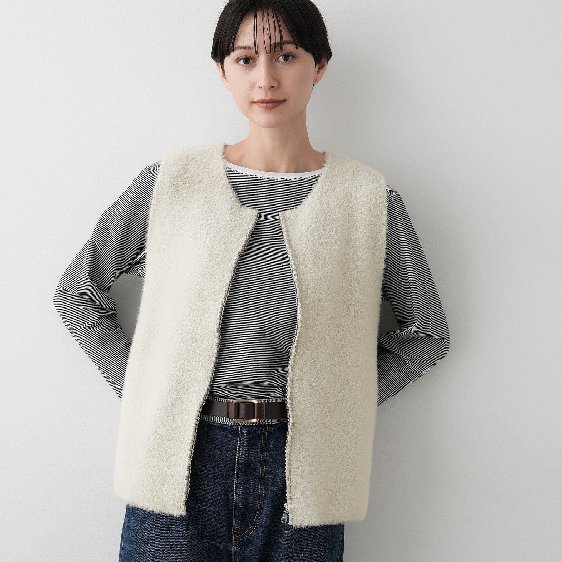 Dessin「【洗える】ファーヤーンジップジレ」|ベスト・ジレ|