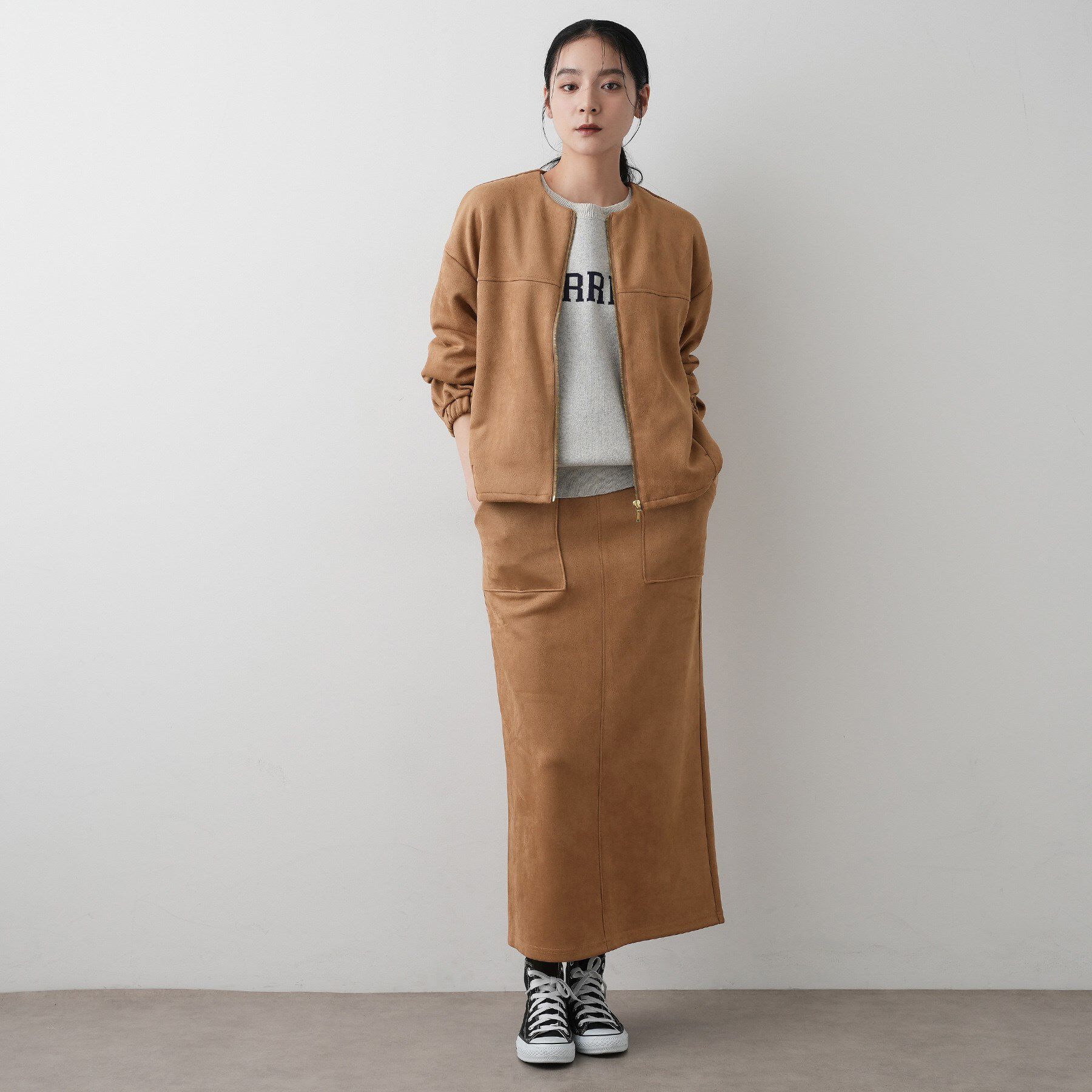 Dessin「【セットアップ可・洗える】マシュマロスウェードジップブルゾン」|ブルゾン・スタジャン|