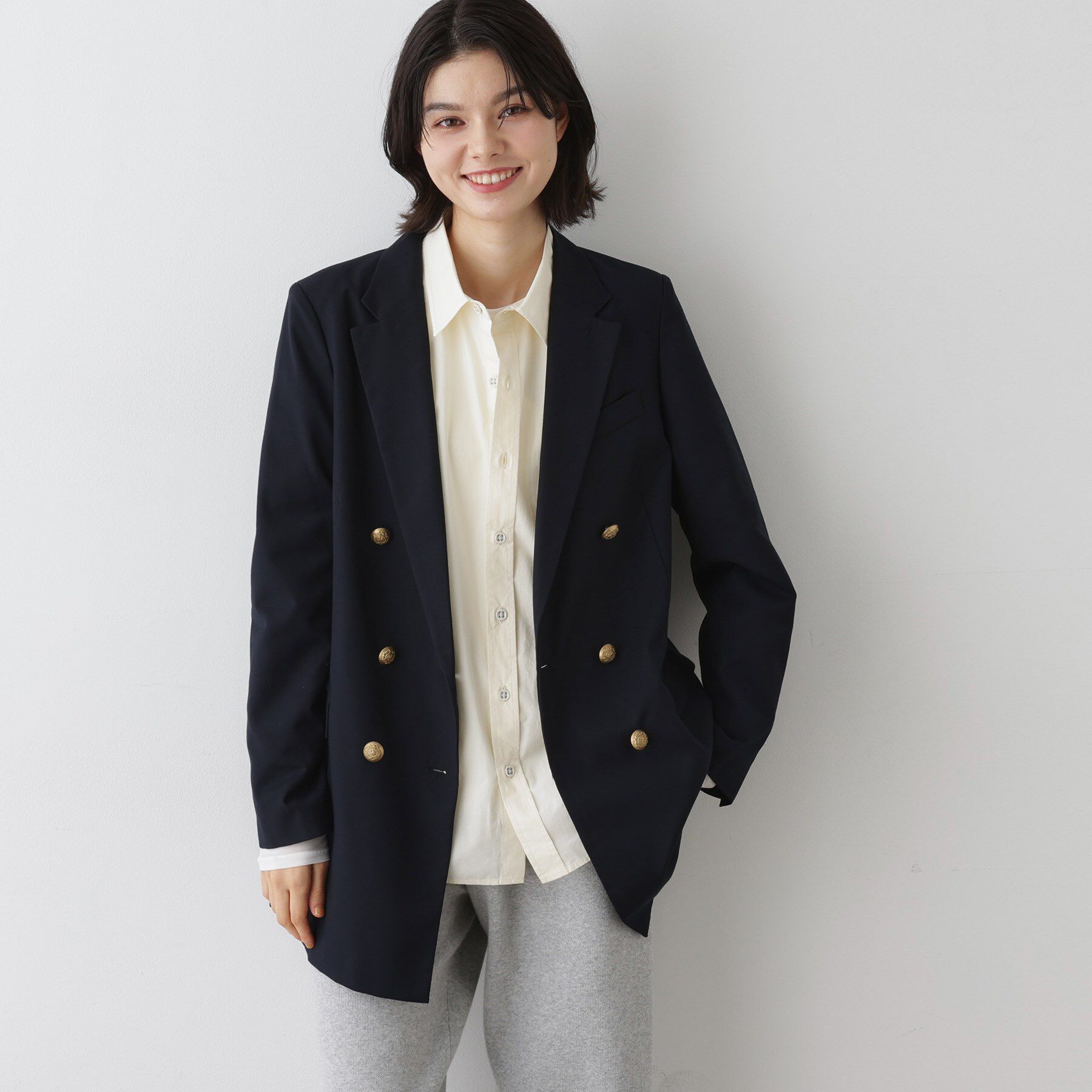 Dessin「ウール混ダブルジャケット」|テーラードジャケット|ネイビー(094)