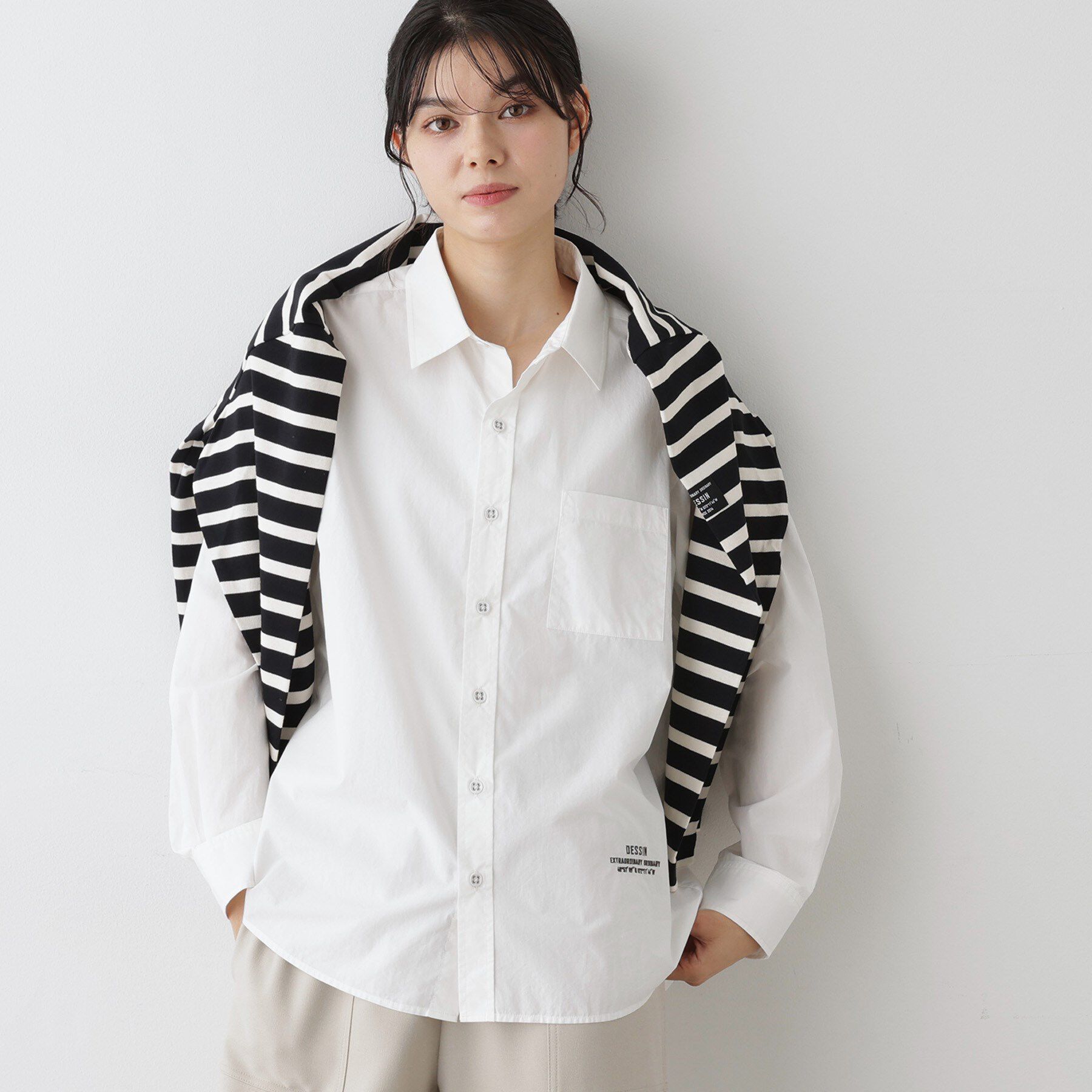 Dessin「【ユニセックス/洗える】コットンブロードシャツ」|シャツ・ブラウス|ホワイト(002)