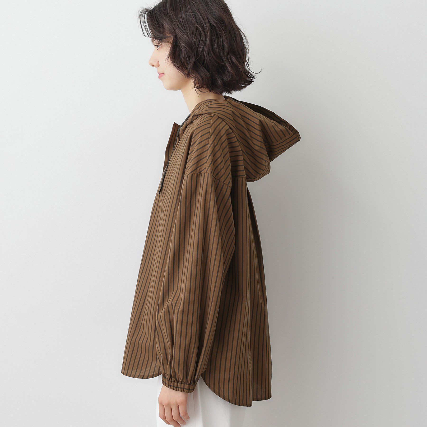 Dessin「【洗える】ストライプフードブラウス」|シャツ・ブラウス|