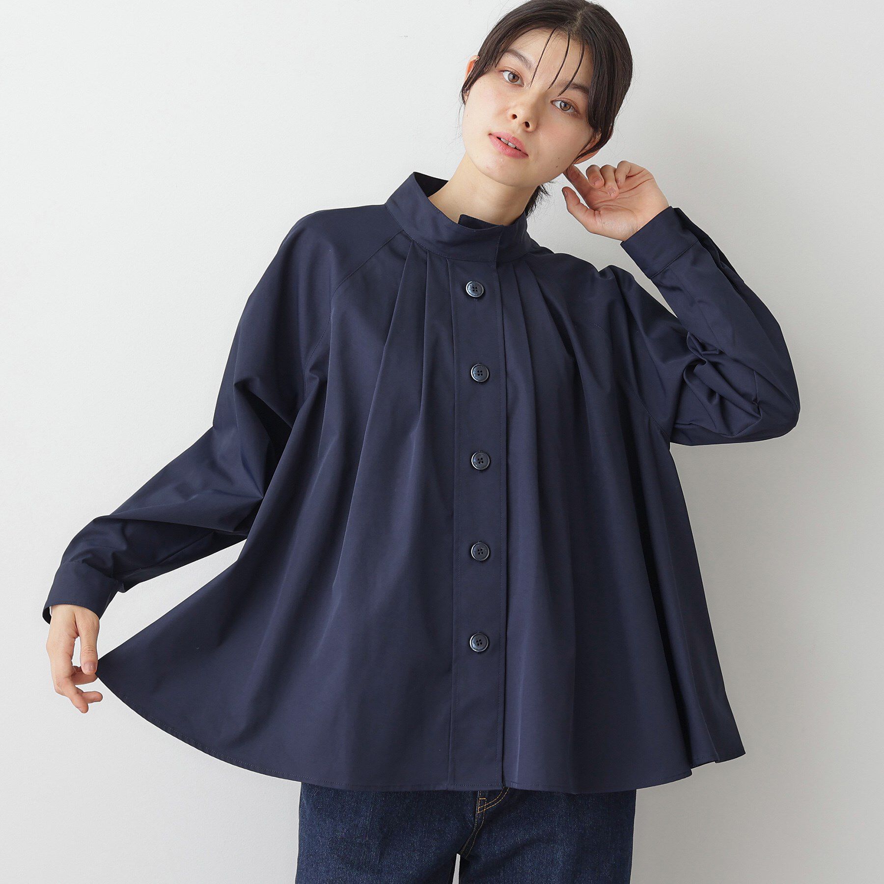 Dessin「【洗える】スタンドカラーAラインジャケット」|テーラードジャケット|