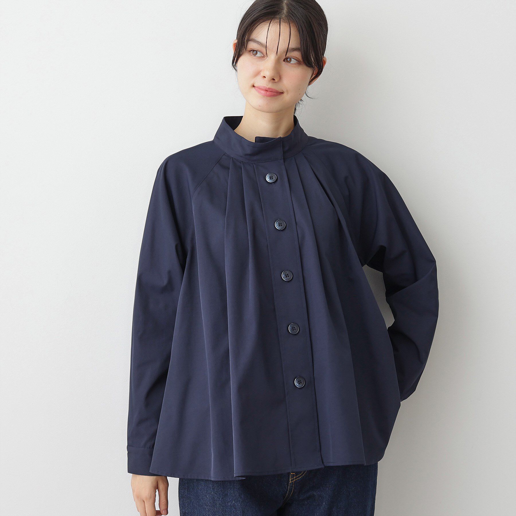 Dessin「【洗える】スタンドカラーAラインジャケット」|テーラードジャケット|ネイビー(094)