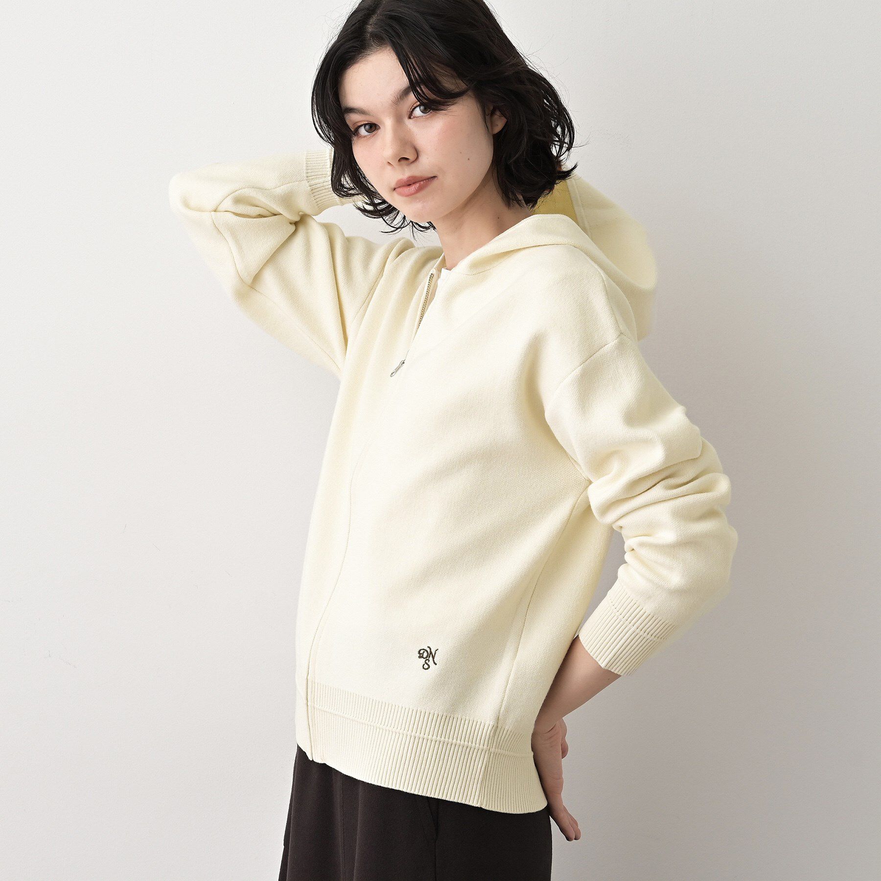 Dessin「【キレイ見え／洗える】ジャカード編みフードジップ」|ニット・セーター|