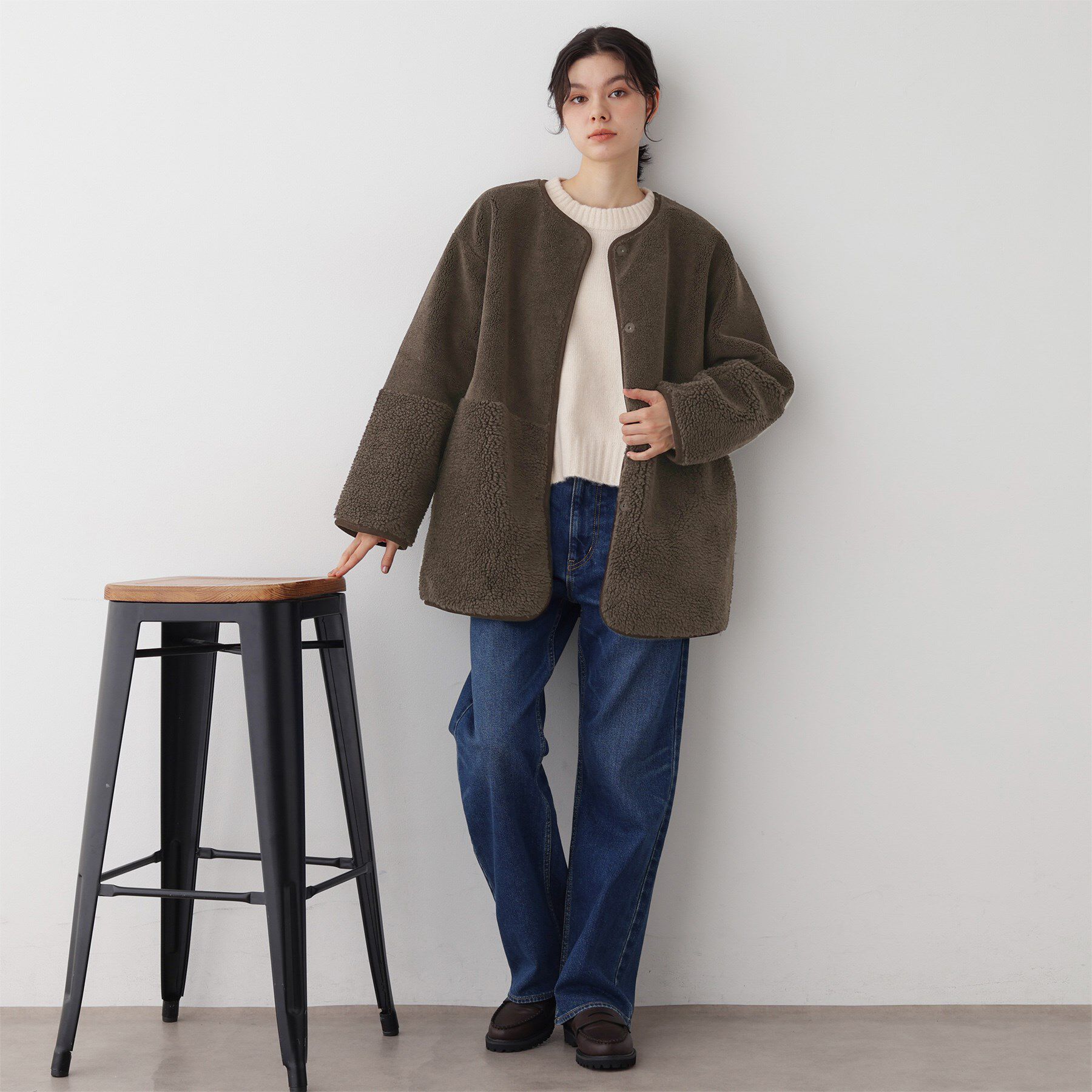 Dessin「【2WAY】フェイクムートンコート」|ノーカラーコート|