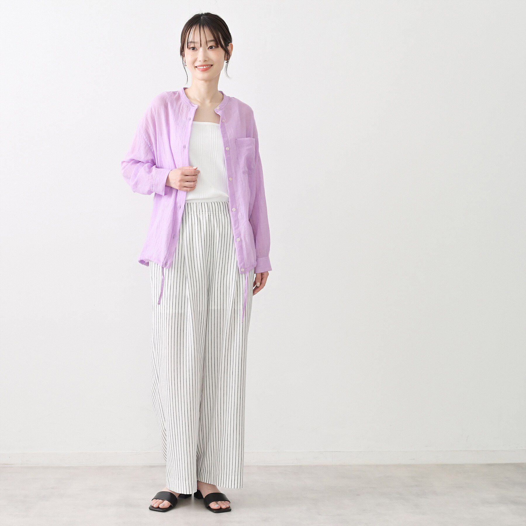 Dessin「【洗える】ドロストリングシアーシャツ」|シャツ・ブラウス|