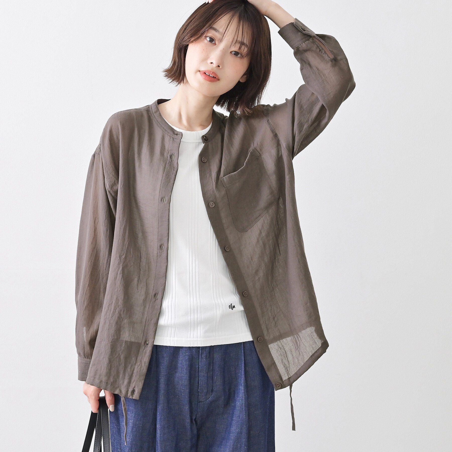 Dessin「【洗える】ドロストリングシアーシャツ」|シャツ・ブラウス|