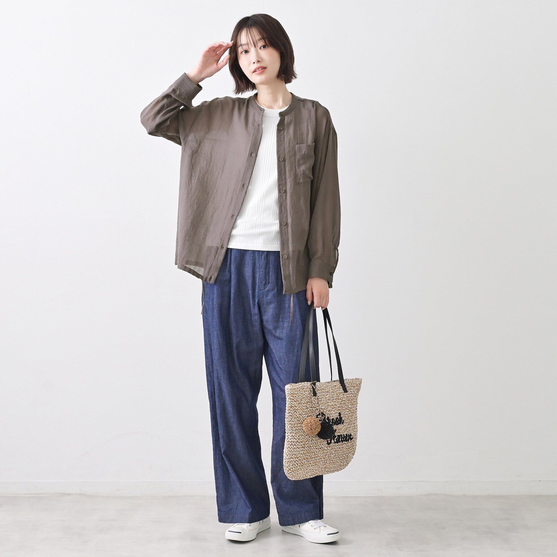 Dessin「【洗える】ドロストリングシアーシャツ」|シャツ・ブラウス|