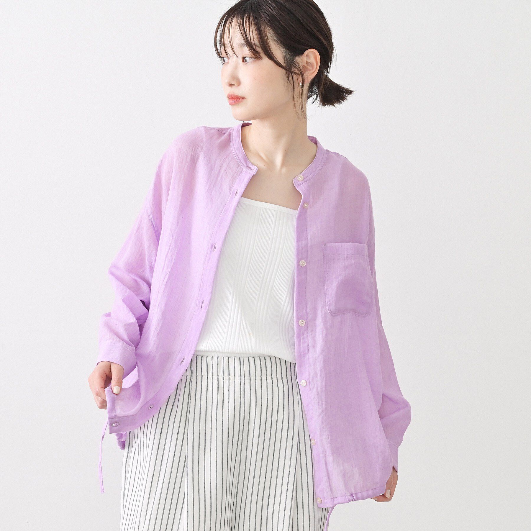 Dessin「【洗える】ドロストリングシアーシャツ」|シャツ・ブラウス|