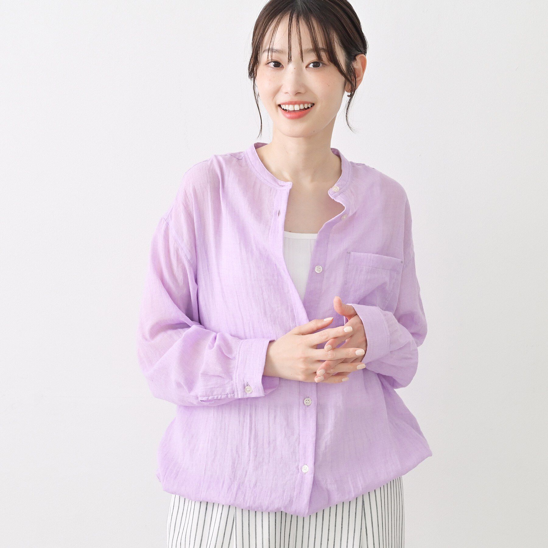 Dessin「【洗える】ドロストリングシアーシャツ」|シャツ・ブラウス|ラベンダー(080)