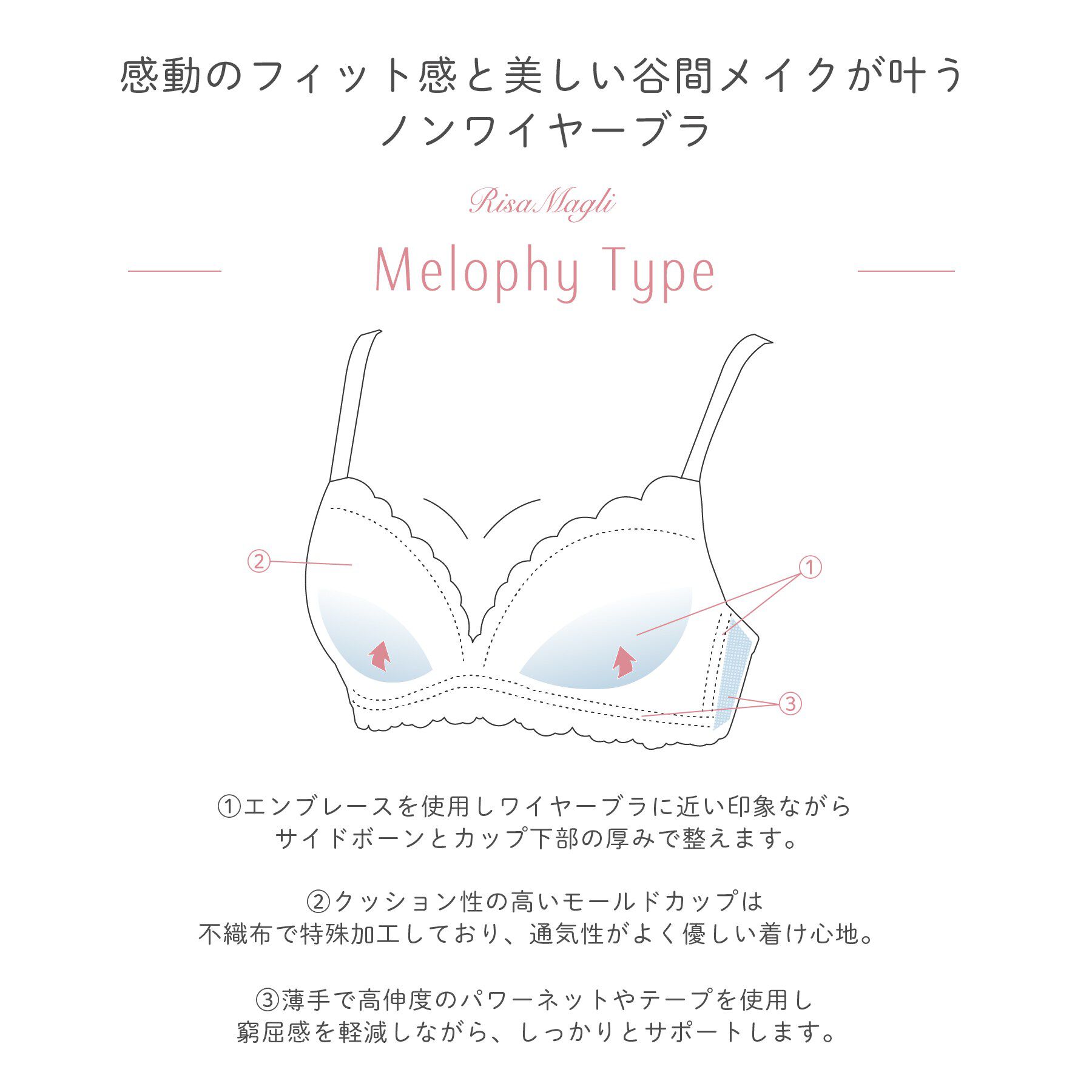 Risa Magli「フルーリ ノンワイヤーブラ (B-C) ＜メロフィータイプ＞」|インナー|