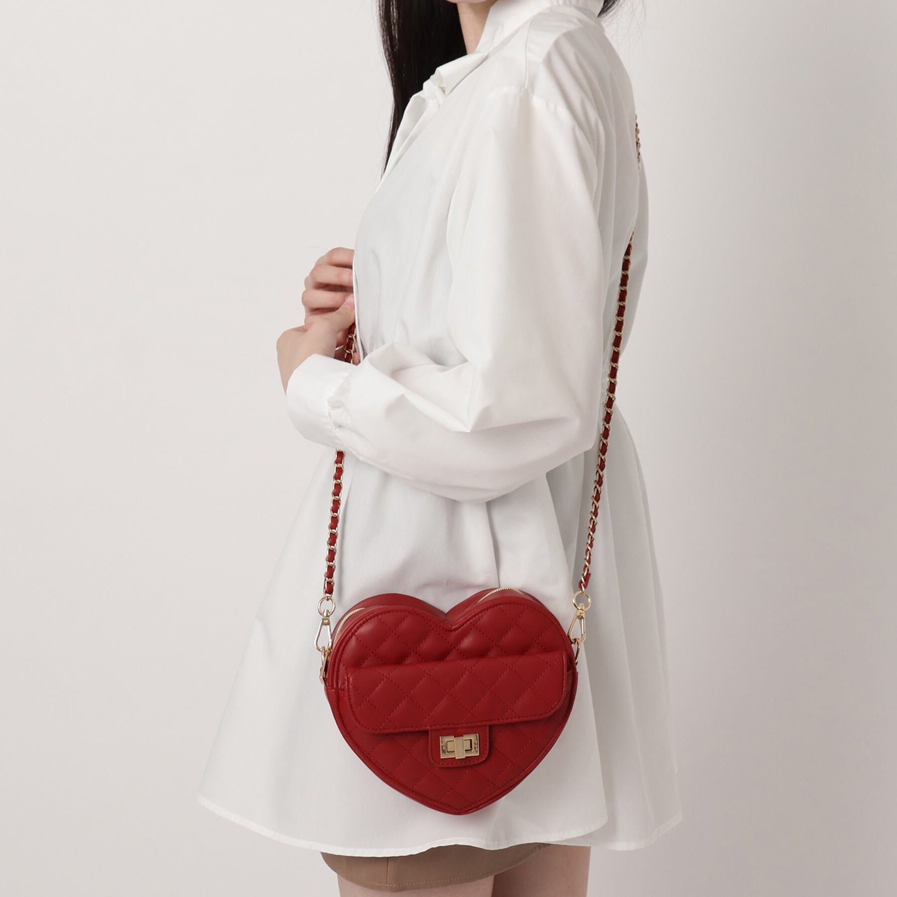 Ober Tashe「ハート キルト チェーンベルト ショルダーバッグ」|ショルダー・メッセンジャー|