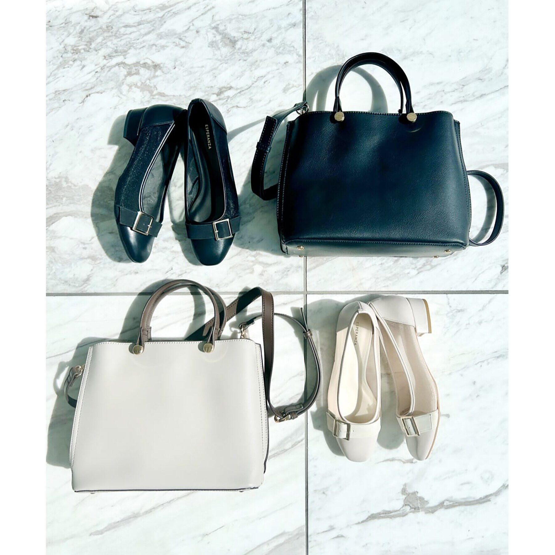 ESPERANZA「チュールバックルベルトフラットパンプス」|パンプス|