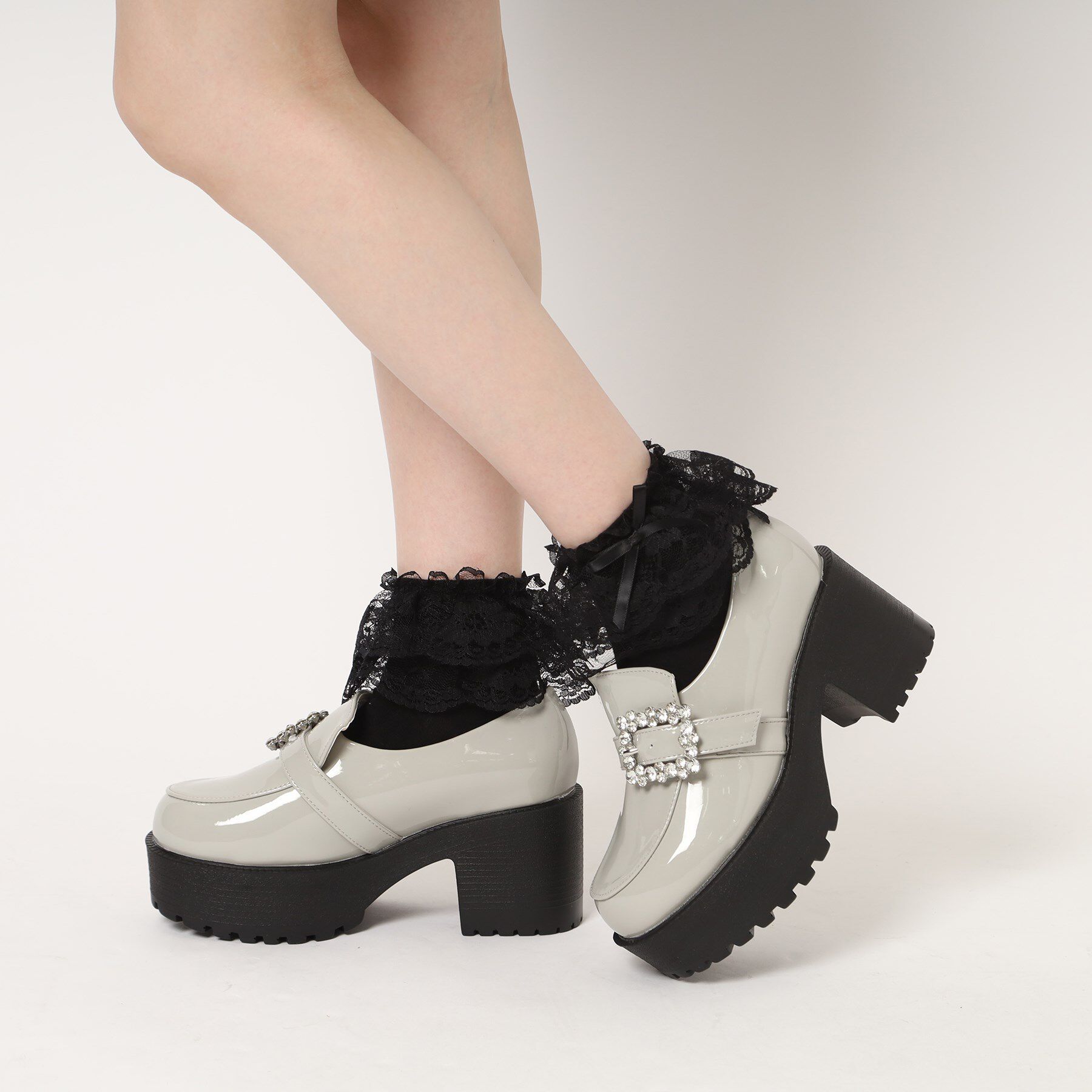 csT&P「厚底キラキラストーンバックル ローファーパンプス」|パンプス|