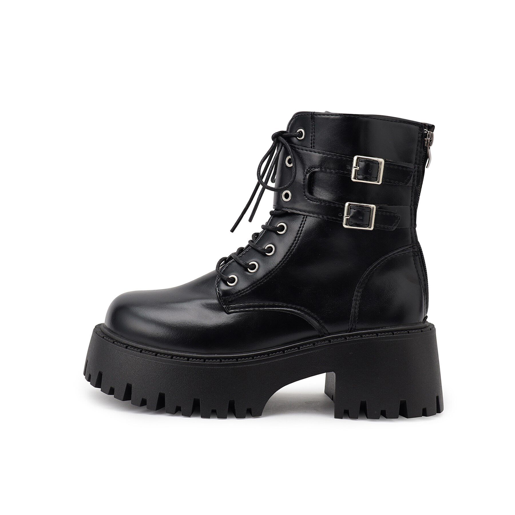 csT&P「厚底ダブルベルトレースアップブーツ」|ショートブーツ|